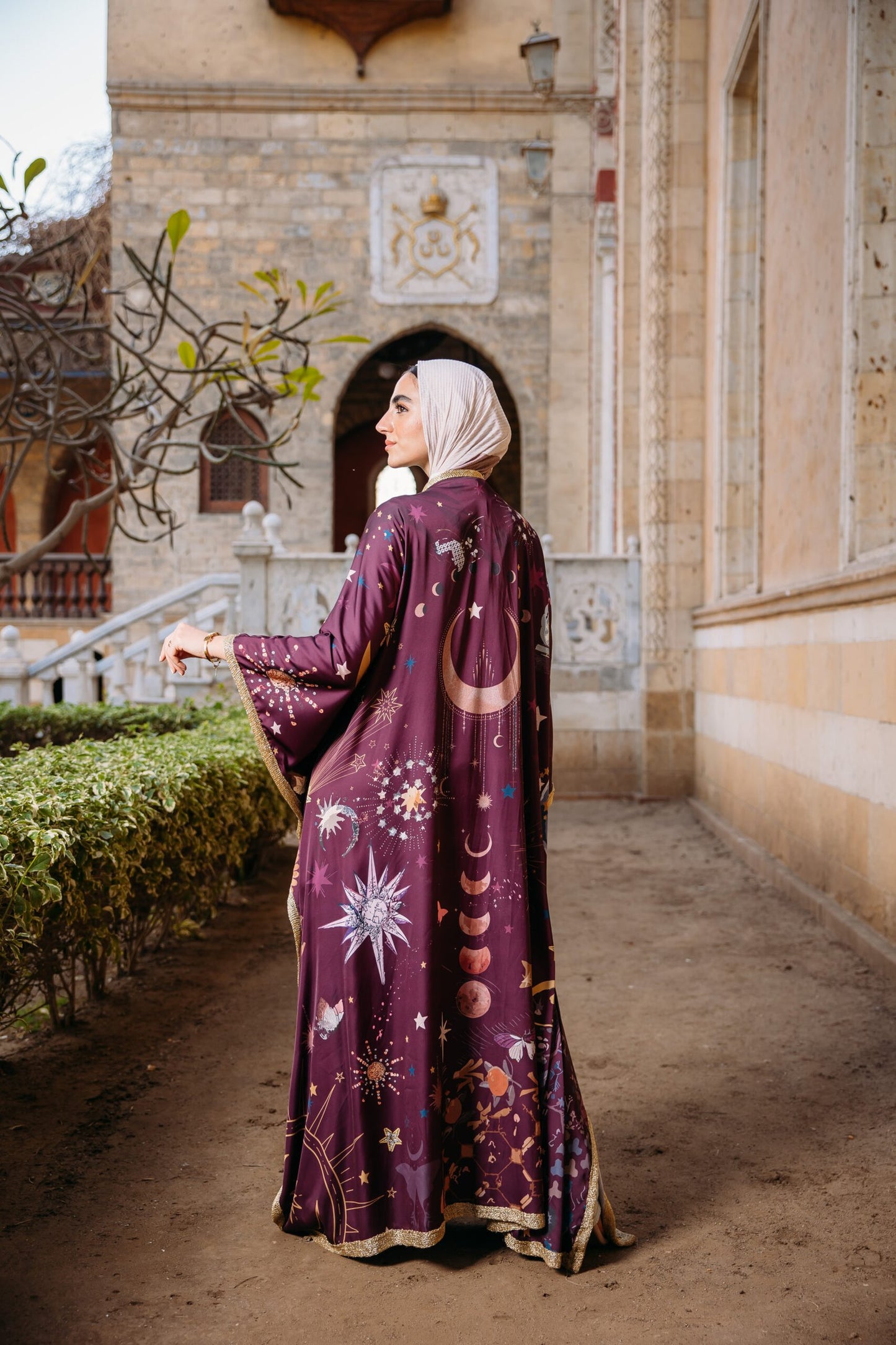 Najoom butterfly kaftan in Maroon