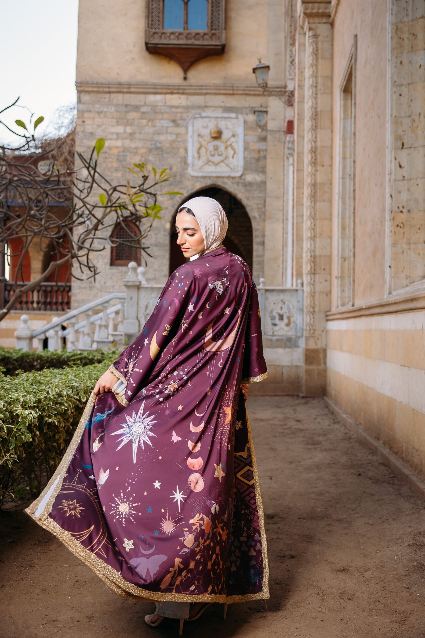 Najoom butterfly kaftan in Maroon