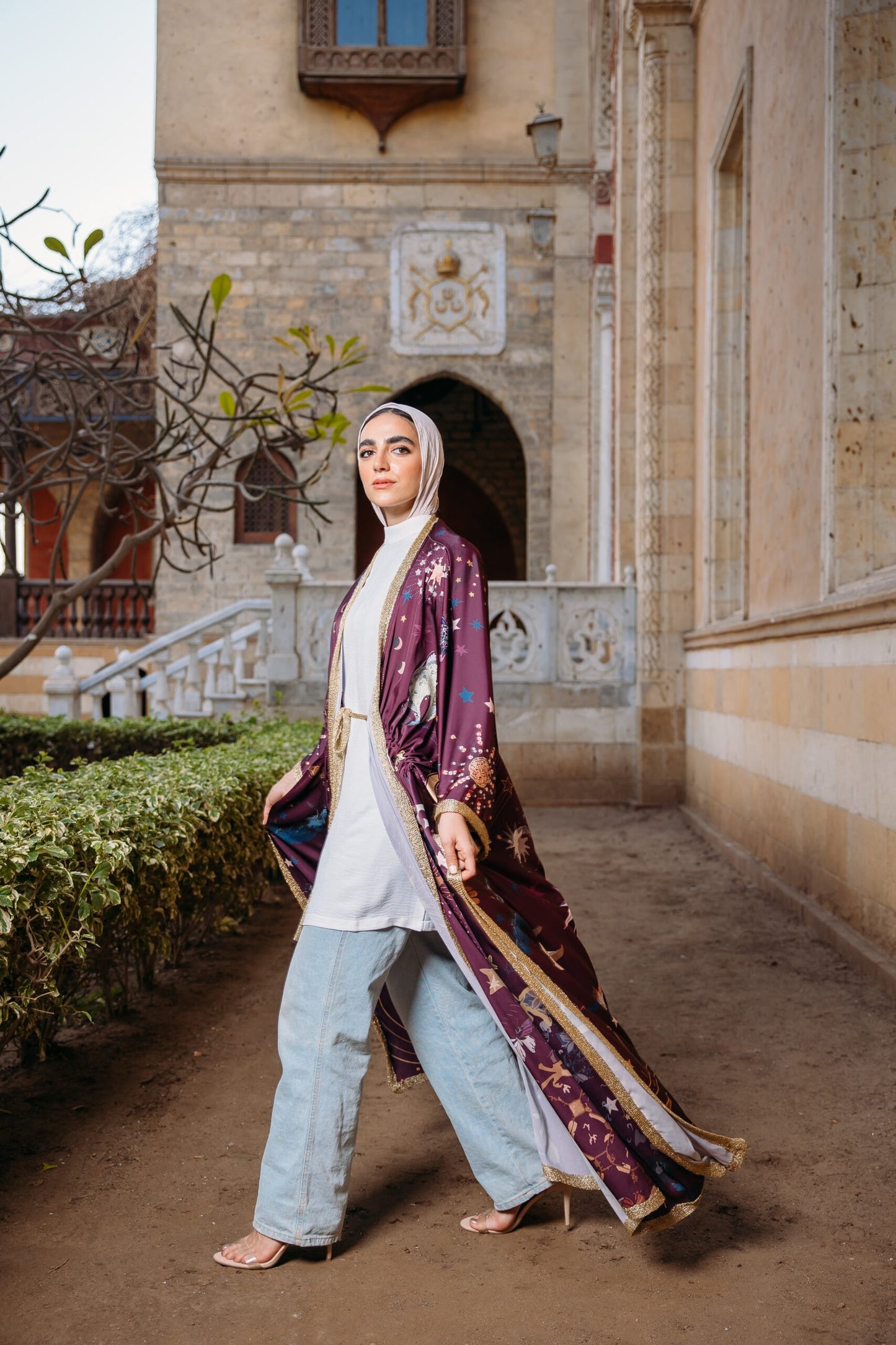 Najoom butterfly kaftan in Maroon