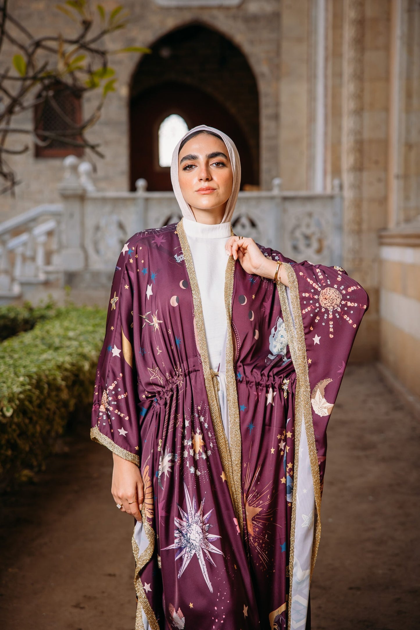 Najoom butterfly kaftan in Maroon