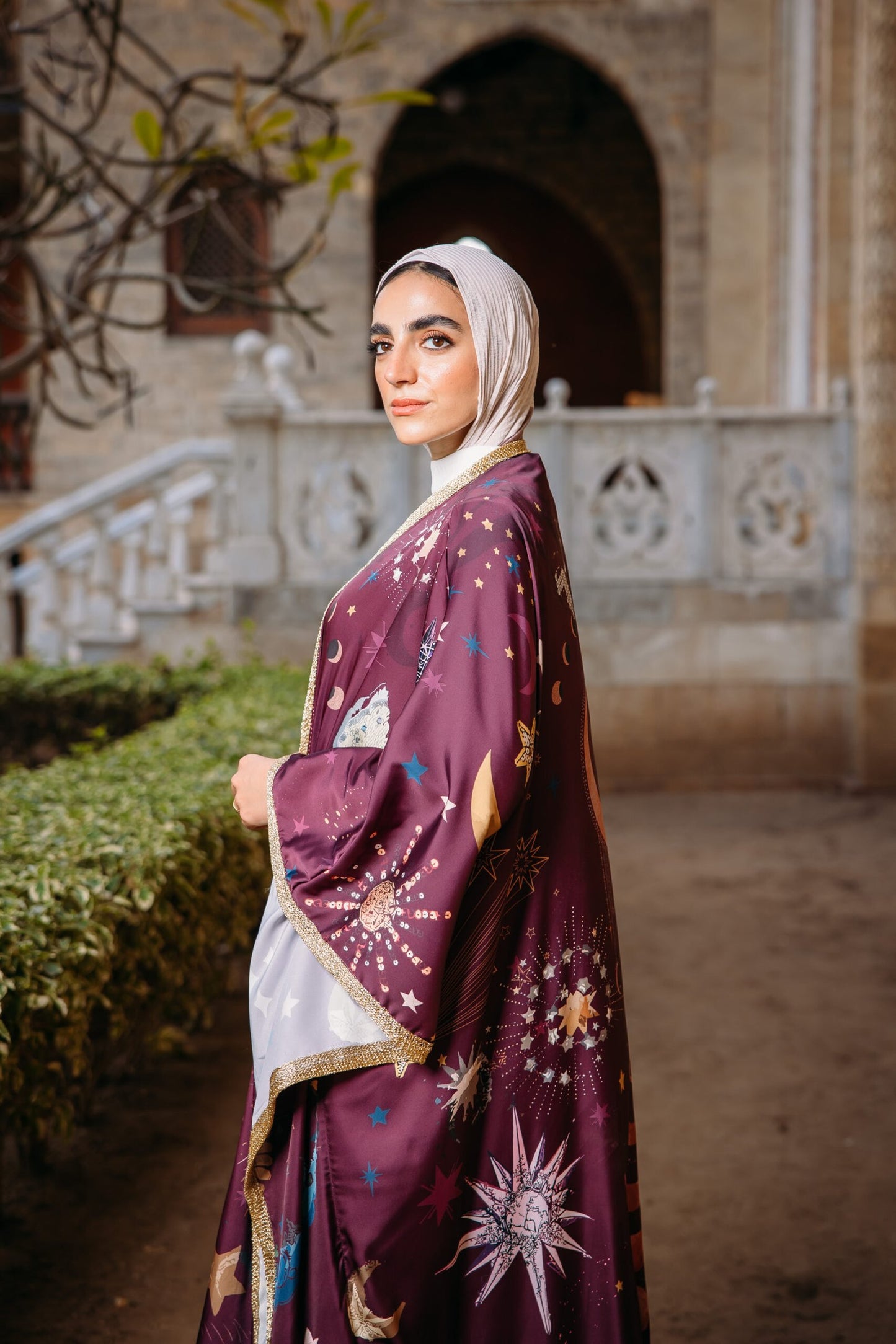 Najoom butterfly kaftan in Maroon