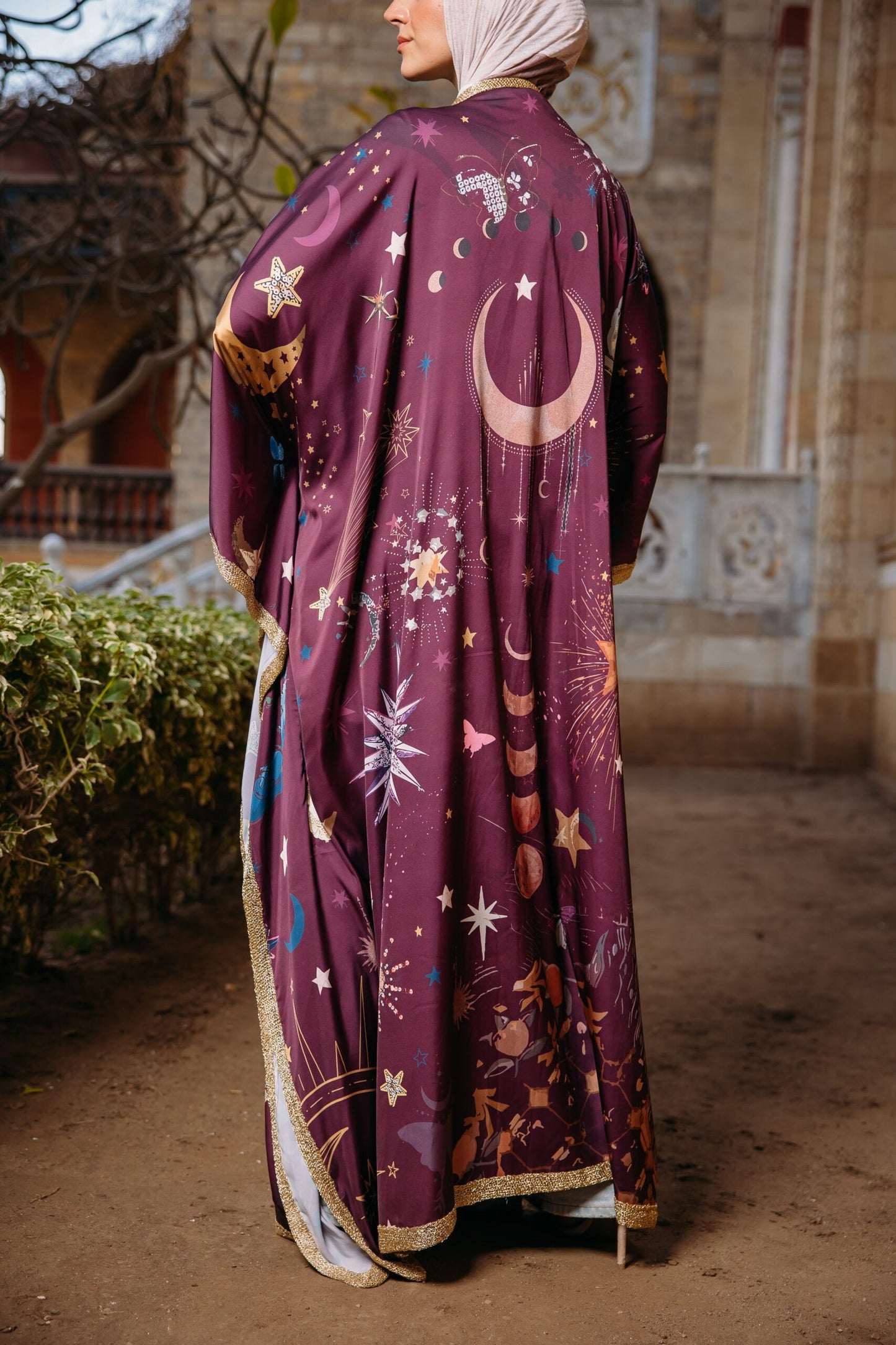 Najoom butterfly kaftan in Maroon