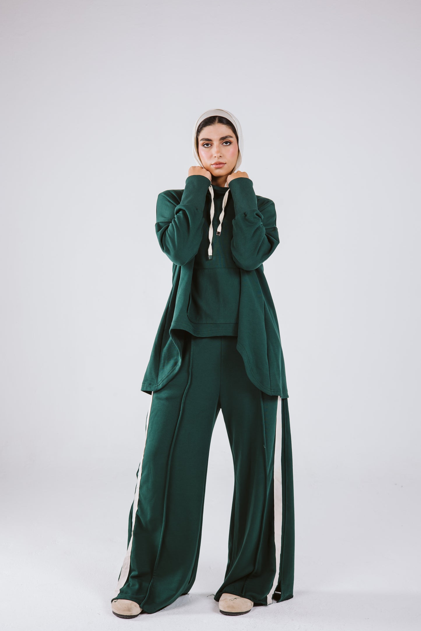 Tracksuit Hoodie Set in Green