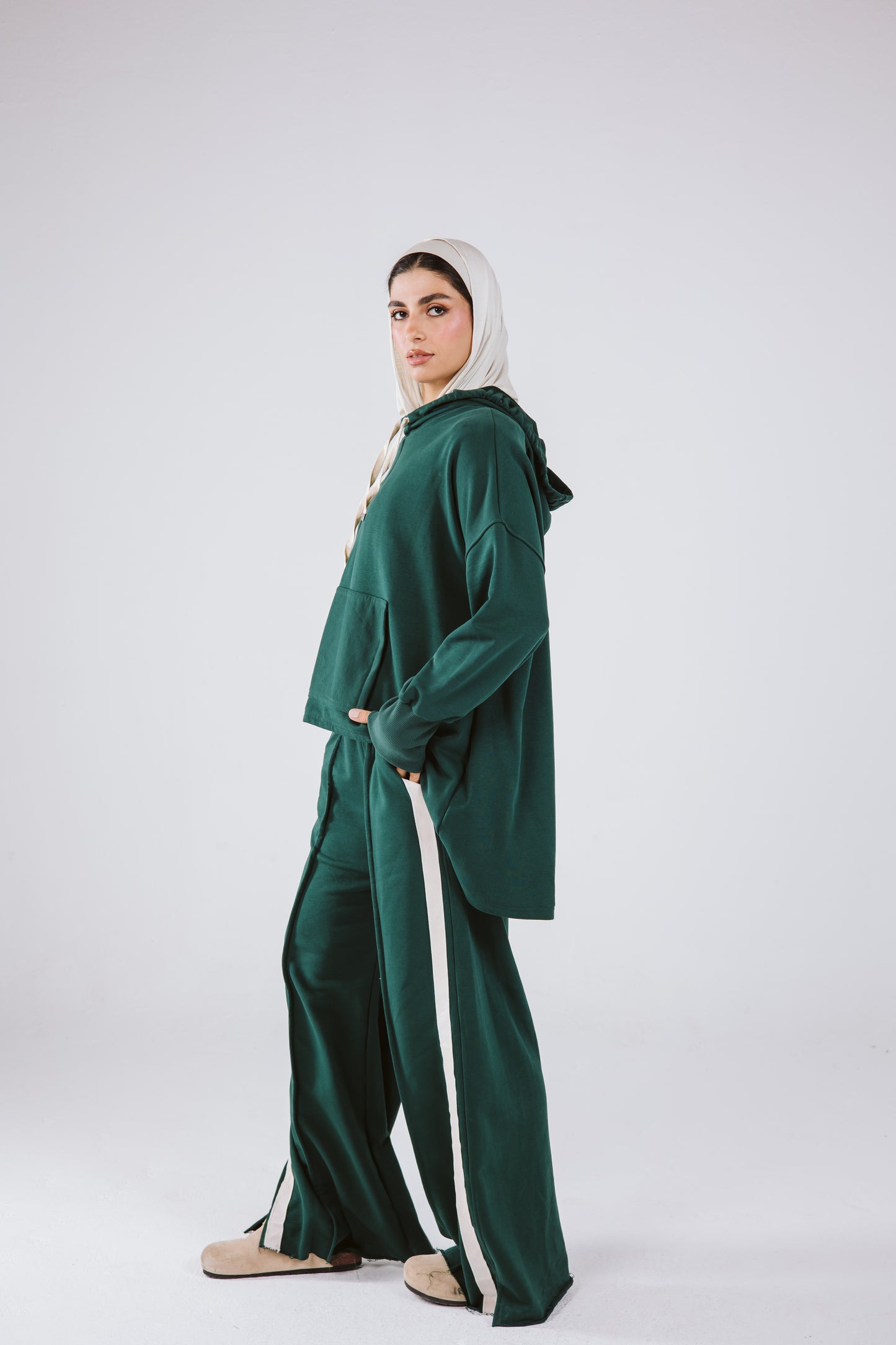 Tracksuit Hoodie Set in Green