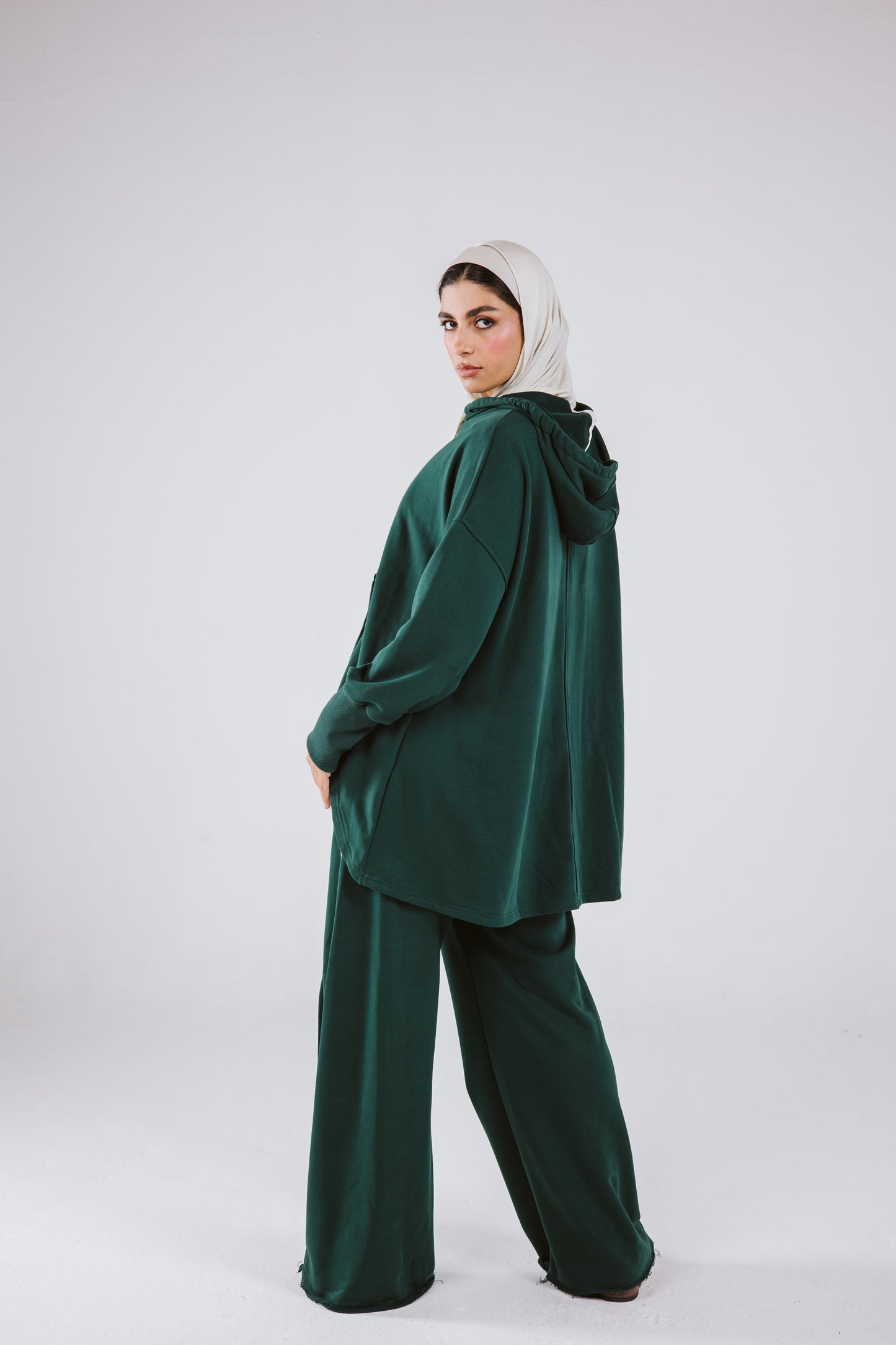 Tracksuit Hoodie Set in Green