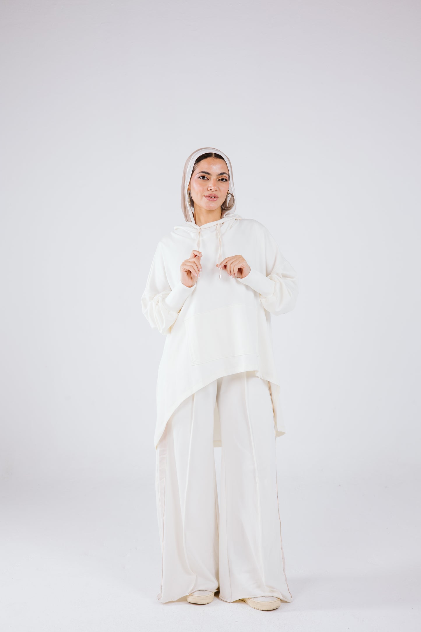 Tracksuit Hoodie Set in Off White