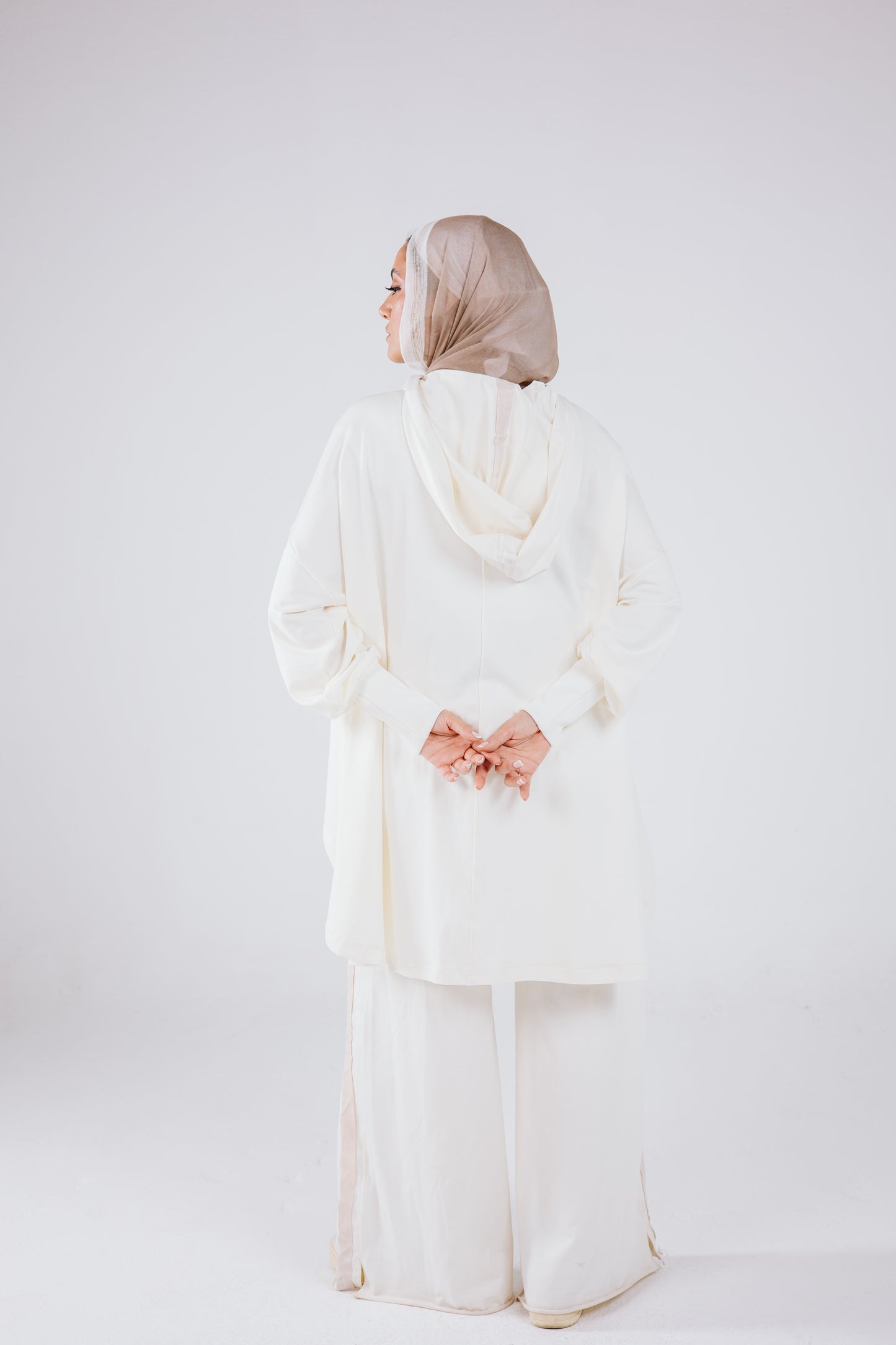 Tracksuit Hoodie Set in Off White