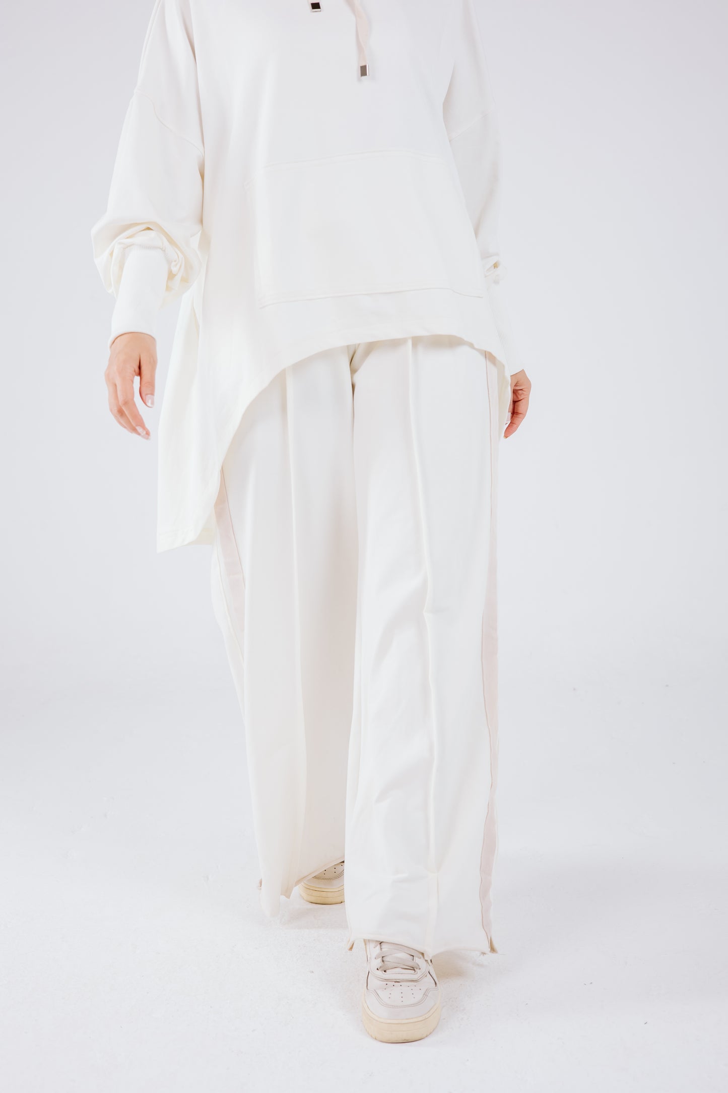 Tracksuit Hoodie Set in Off White