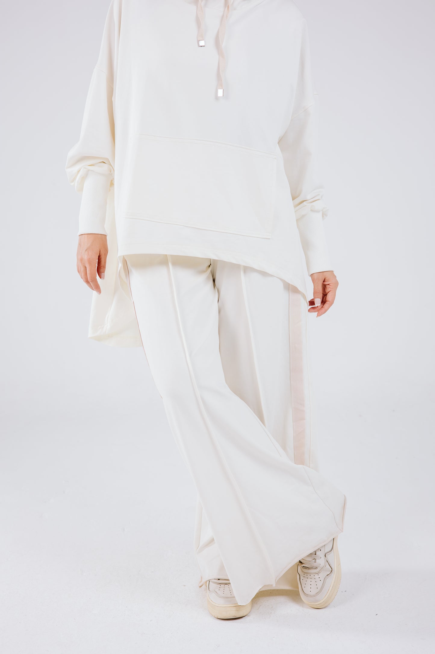 Tracksuit Hoodie Set in Off White