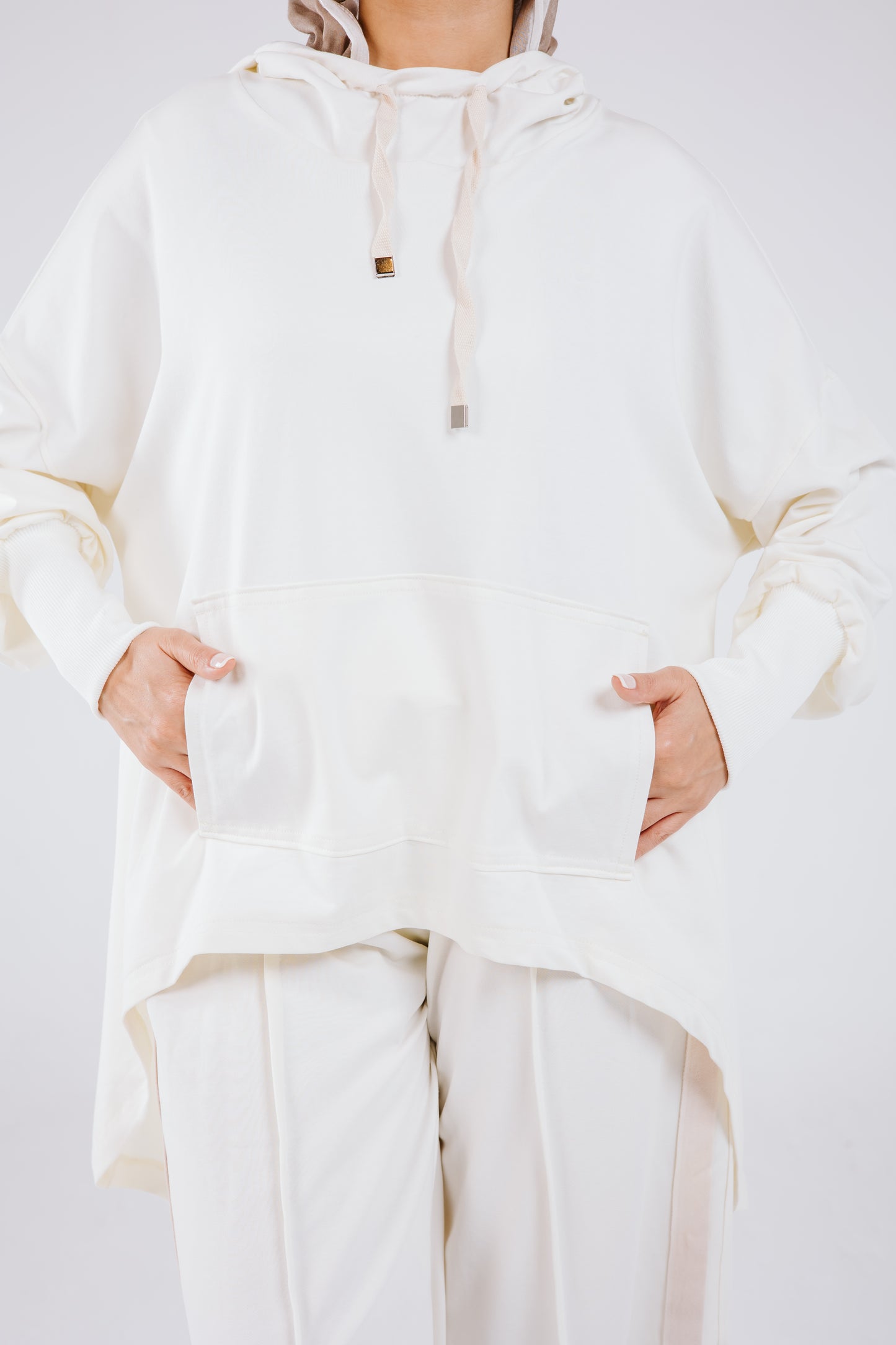 Tracksuit Hoodie Set in Off White