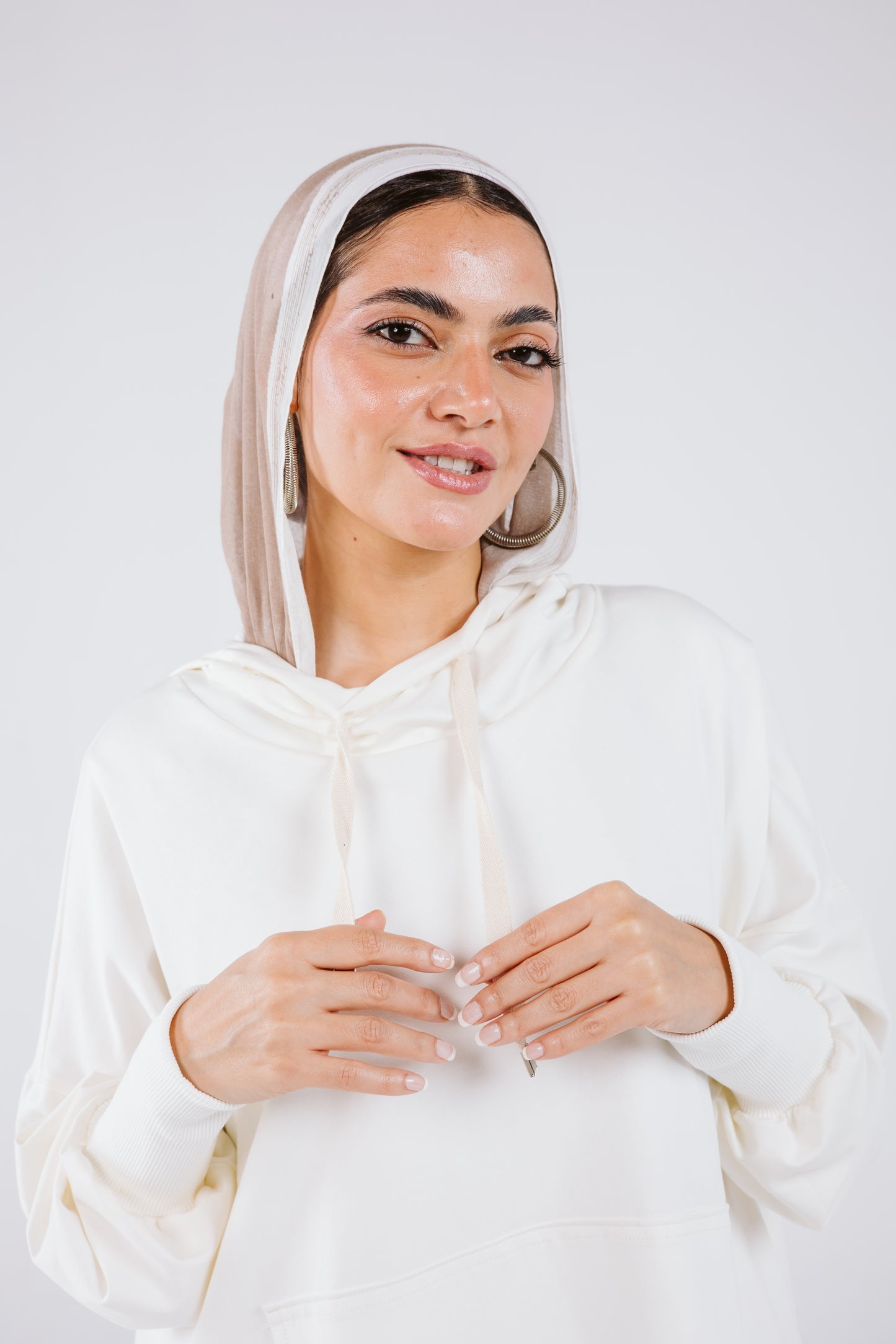 Hoodie Waves Sweatshirt Set in off White