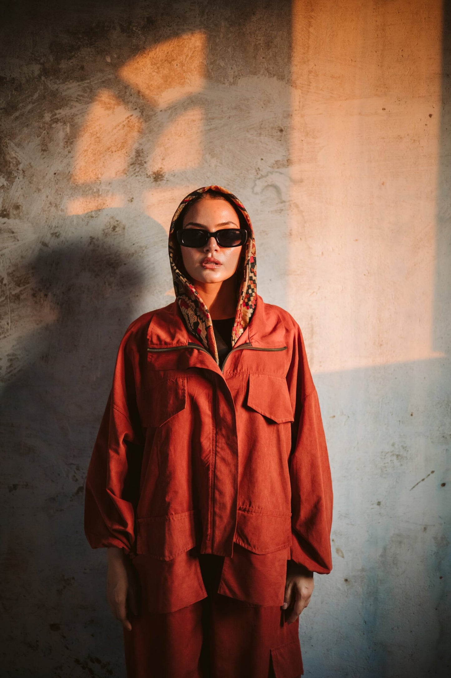 Pockets Bomber jacket in brick