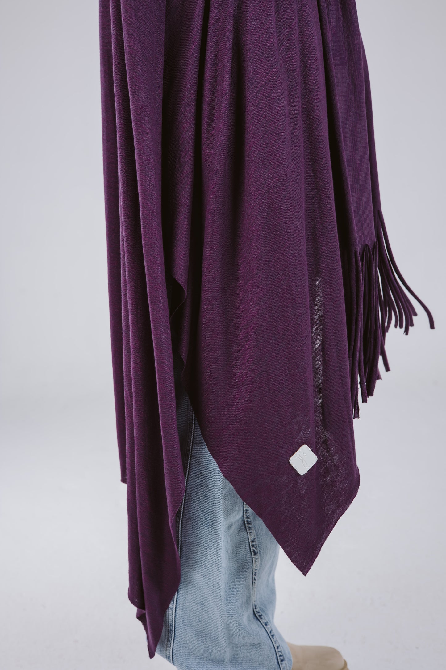 Waves Top with Fringes Scarf in Purple