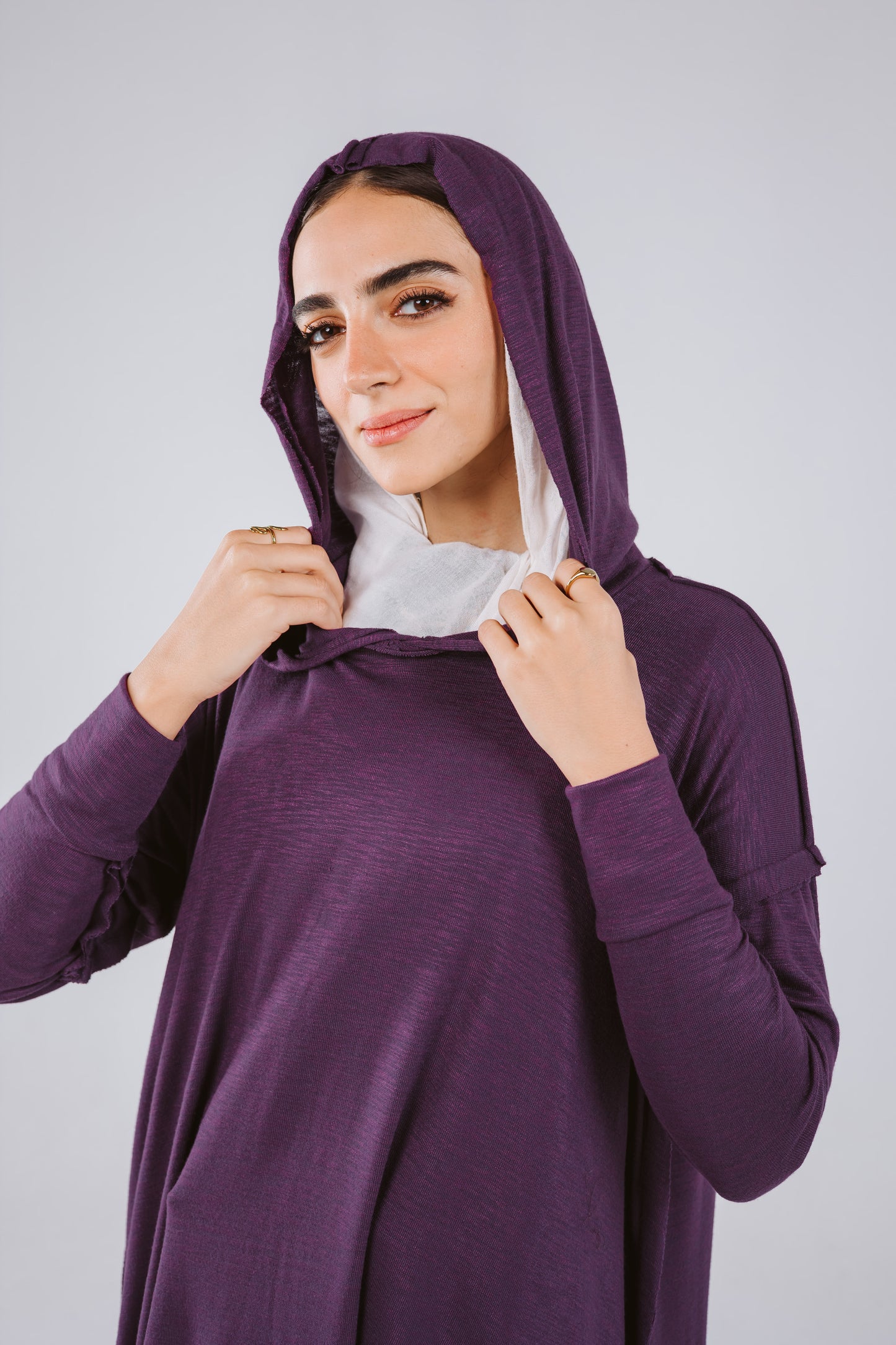 Hoodie Stitches Top in Purple