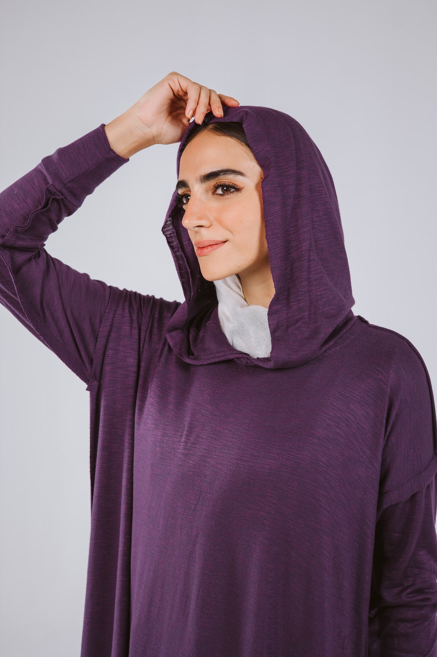 Hoodie Stitches Top in Purple