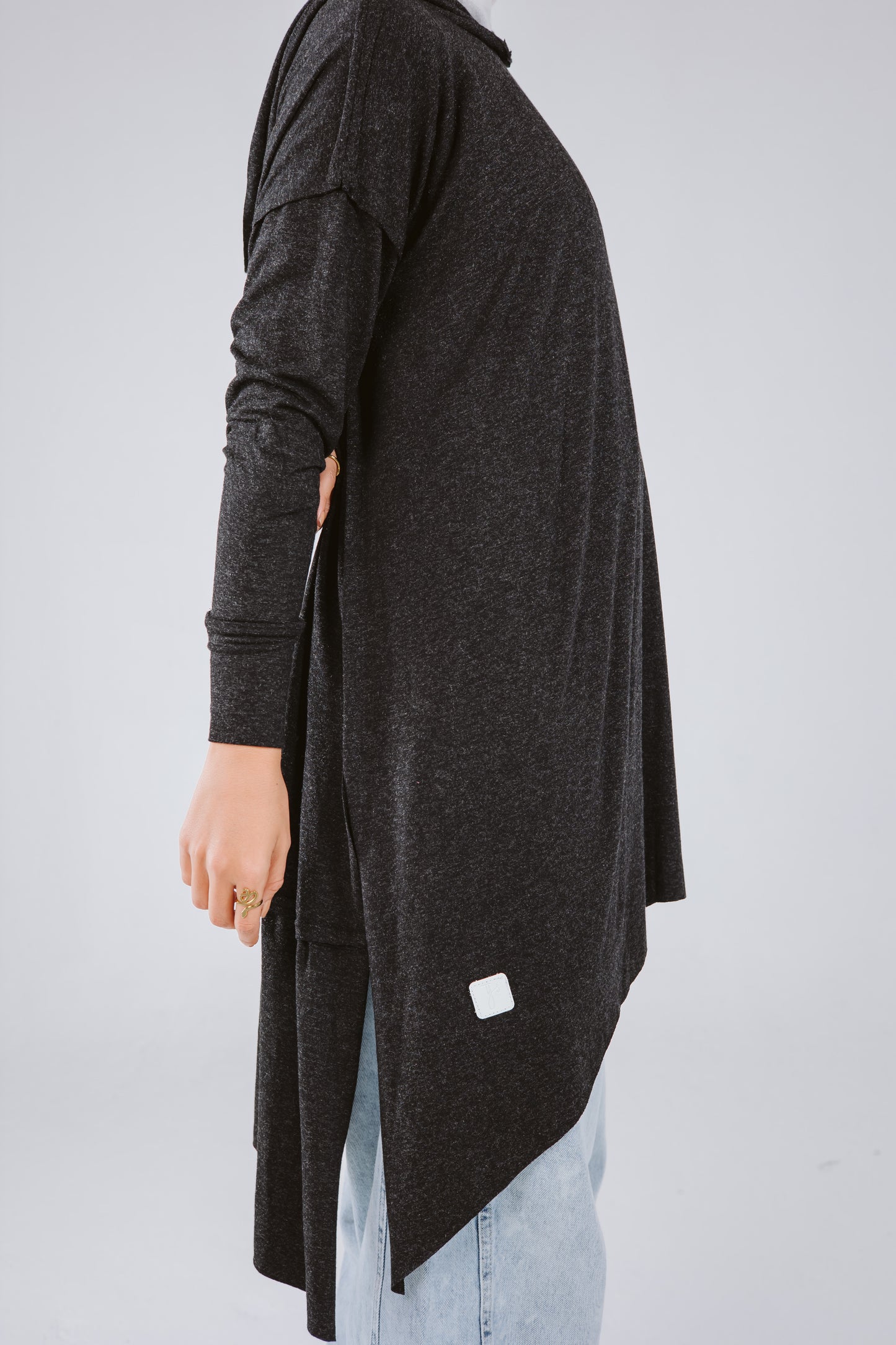 Asymmetrical Hoodie Top in Black