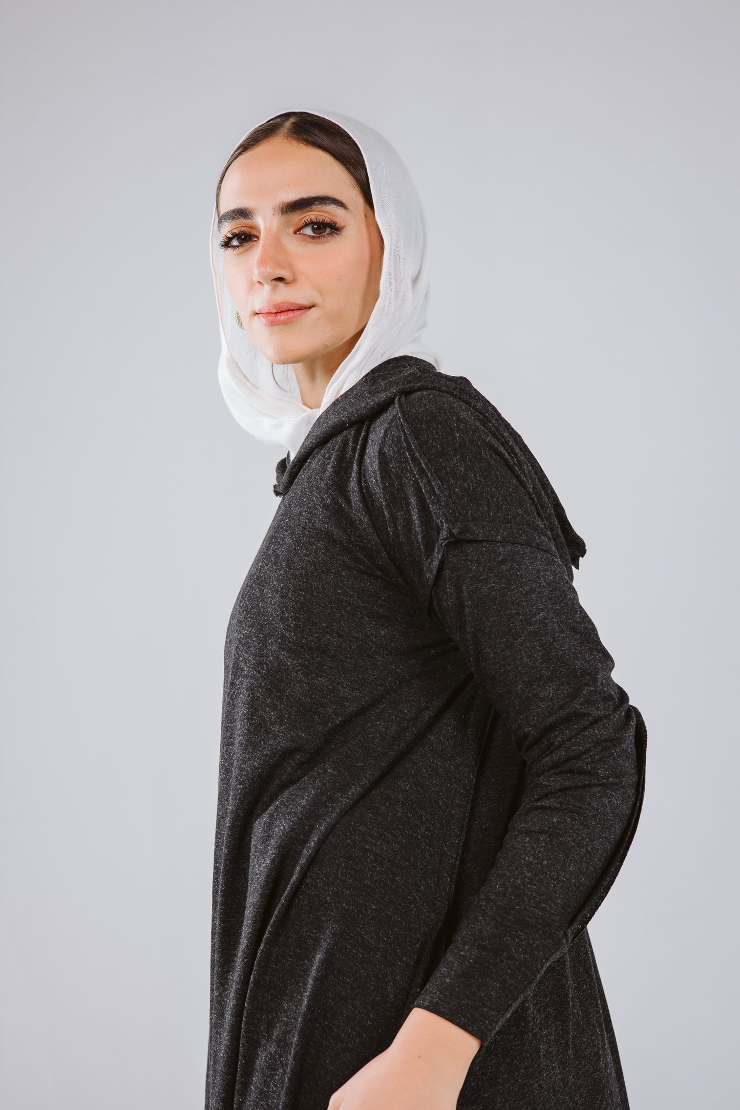 Asymmetrical Hoodie Top in Black