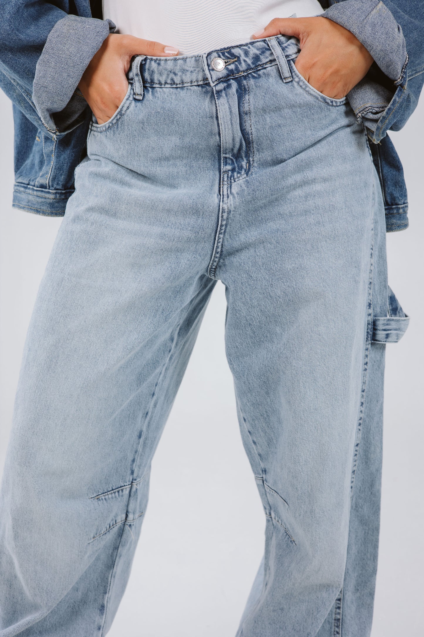 High Waist Balloon Denim Pants in Light Blue