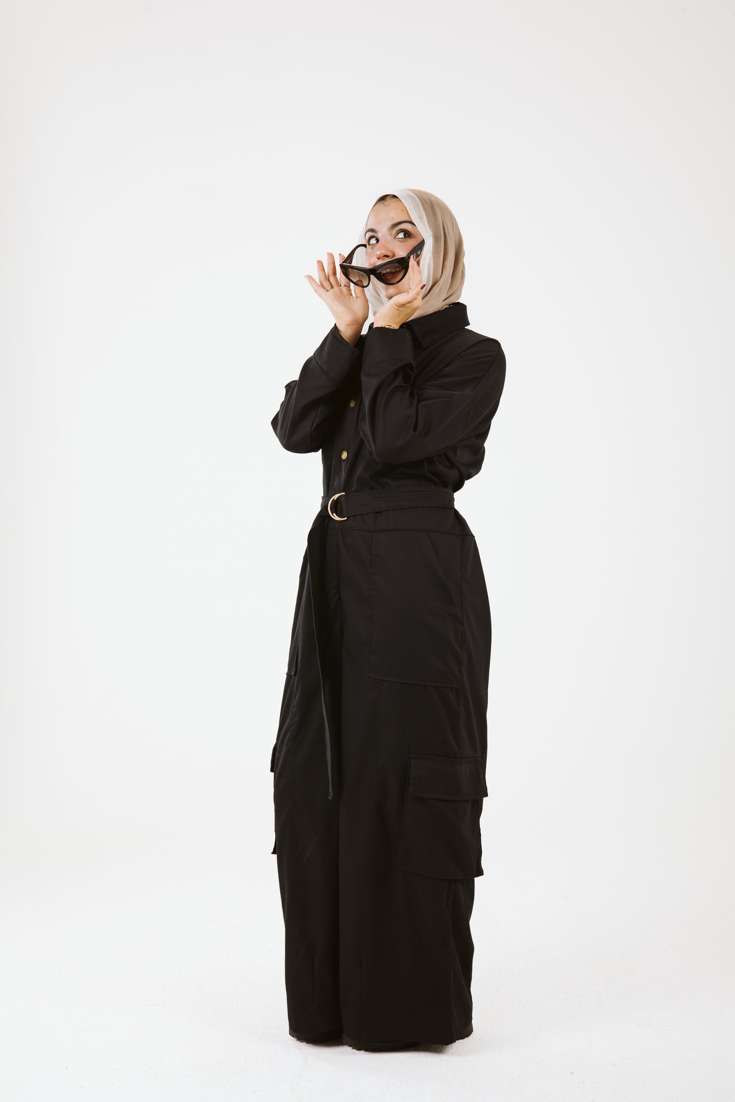 Belt Oversized Jumpsuit in Black