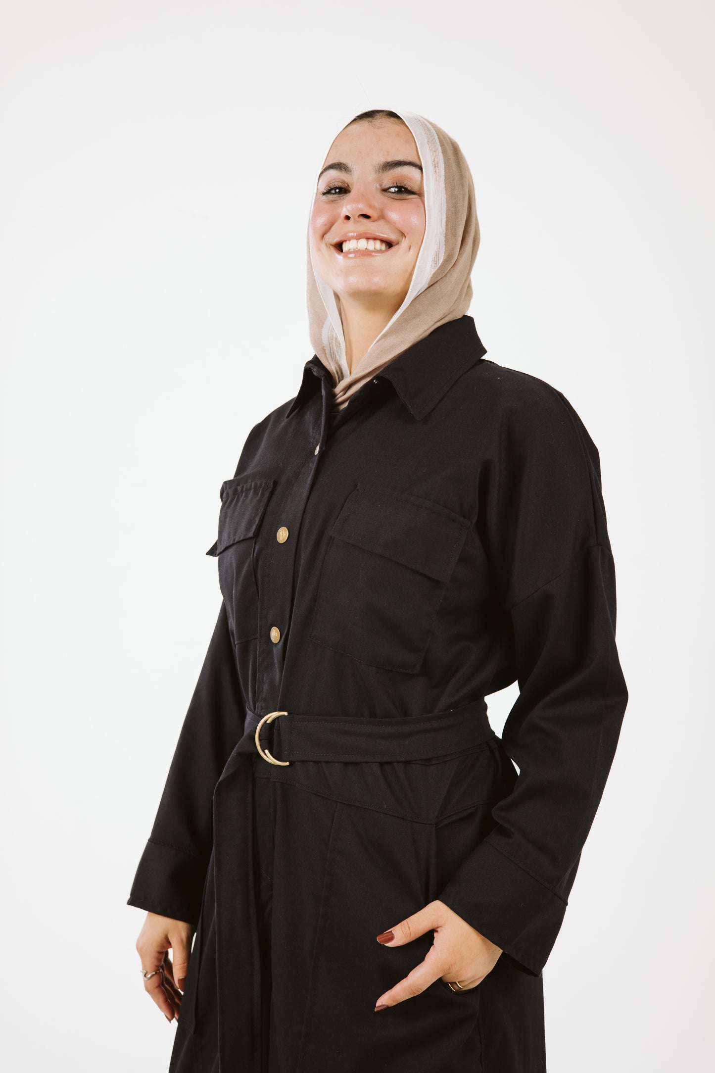 Belt Oversized Jumpsuit in Black