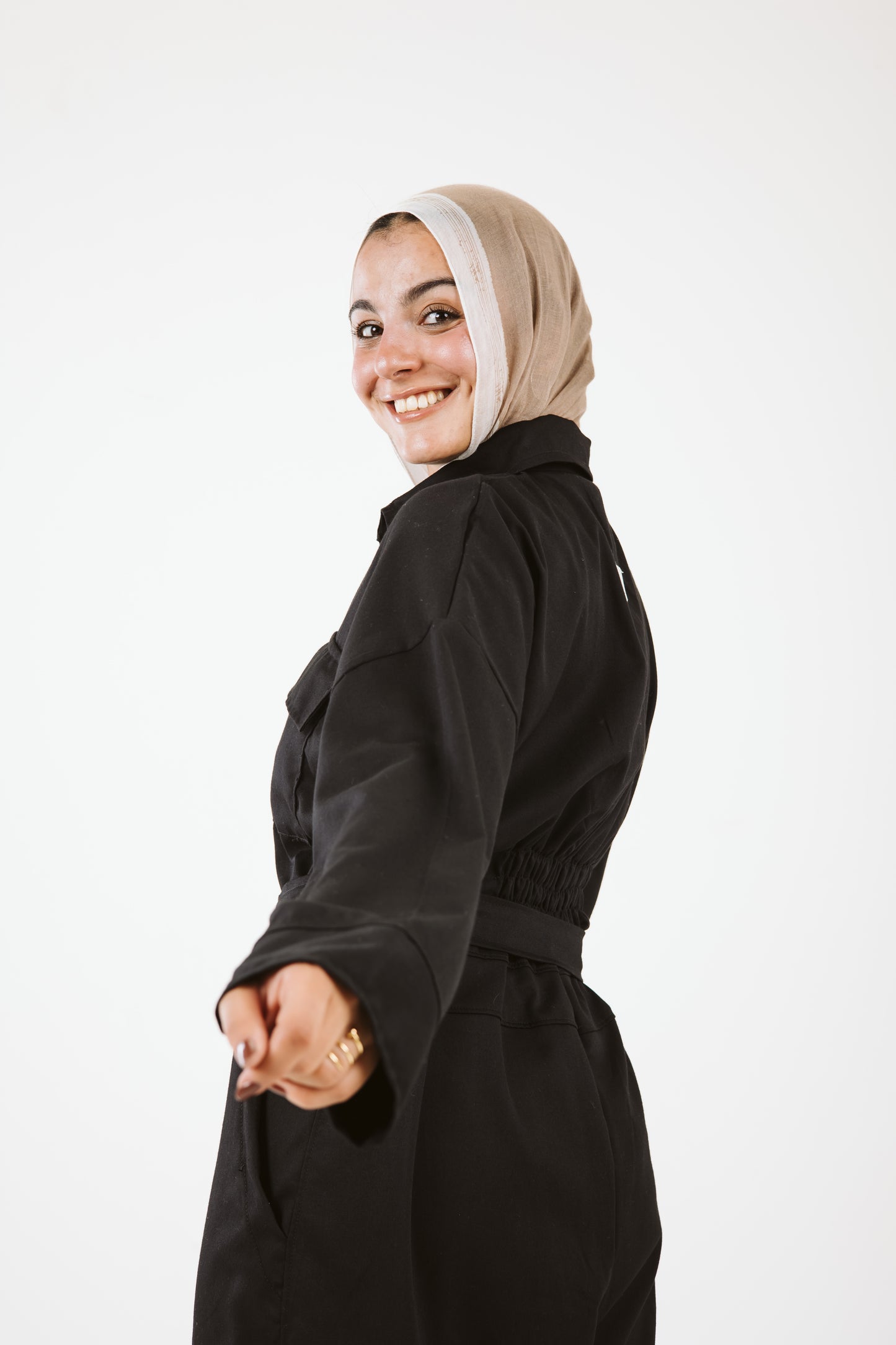 Belt Oversized Jumpsuit in Black