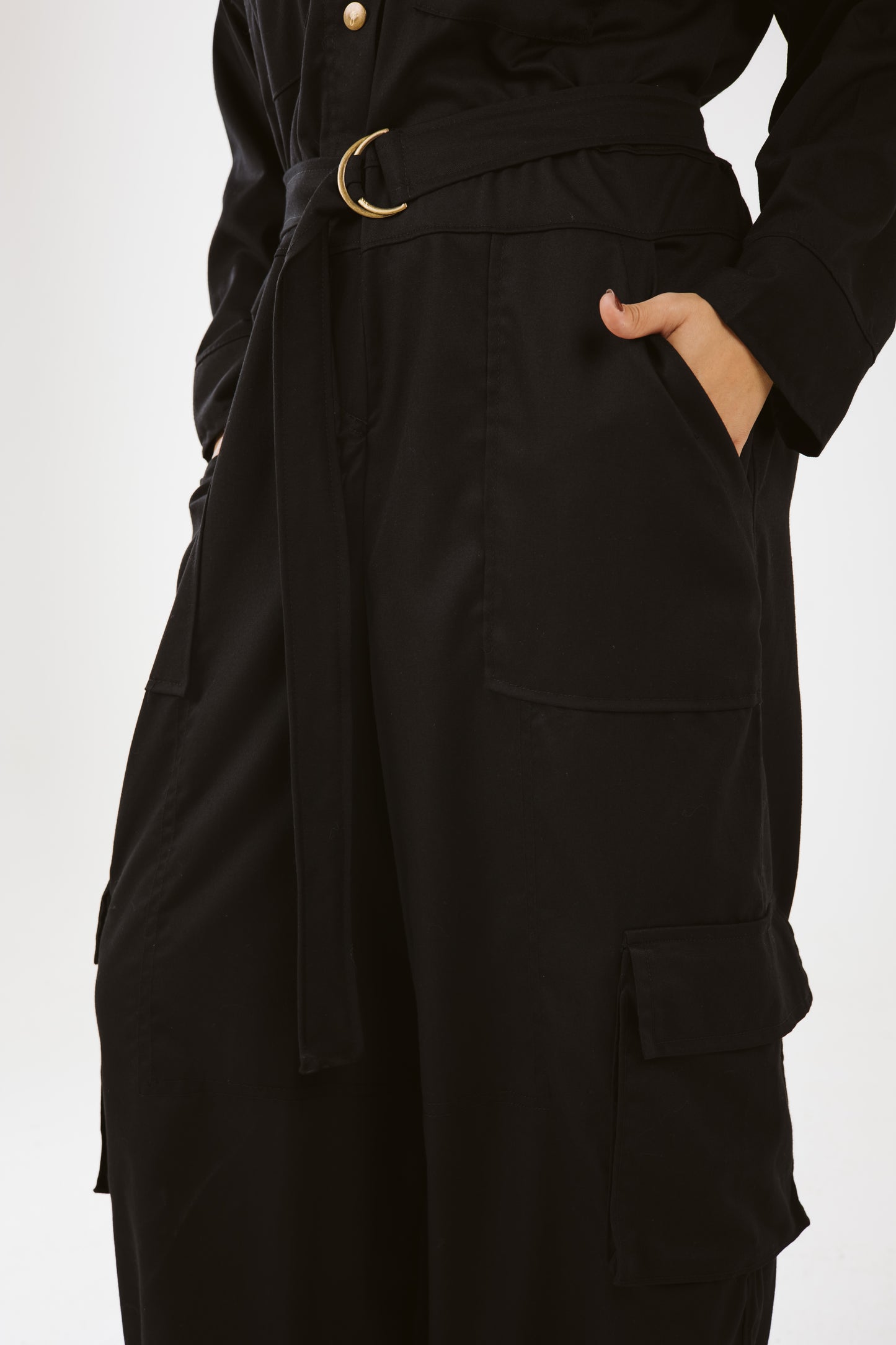Belt Oversized Jumpsuit in Black