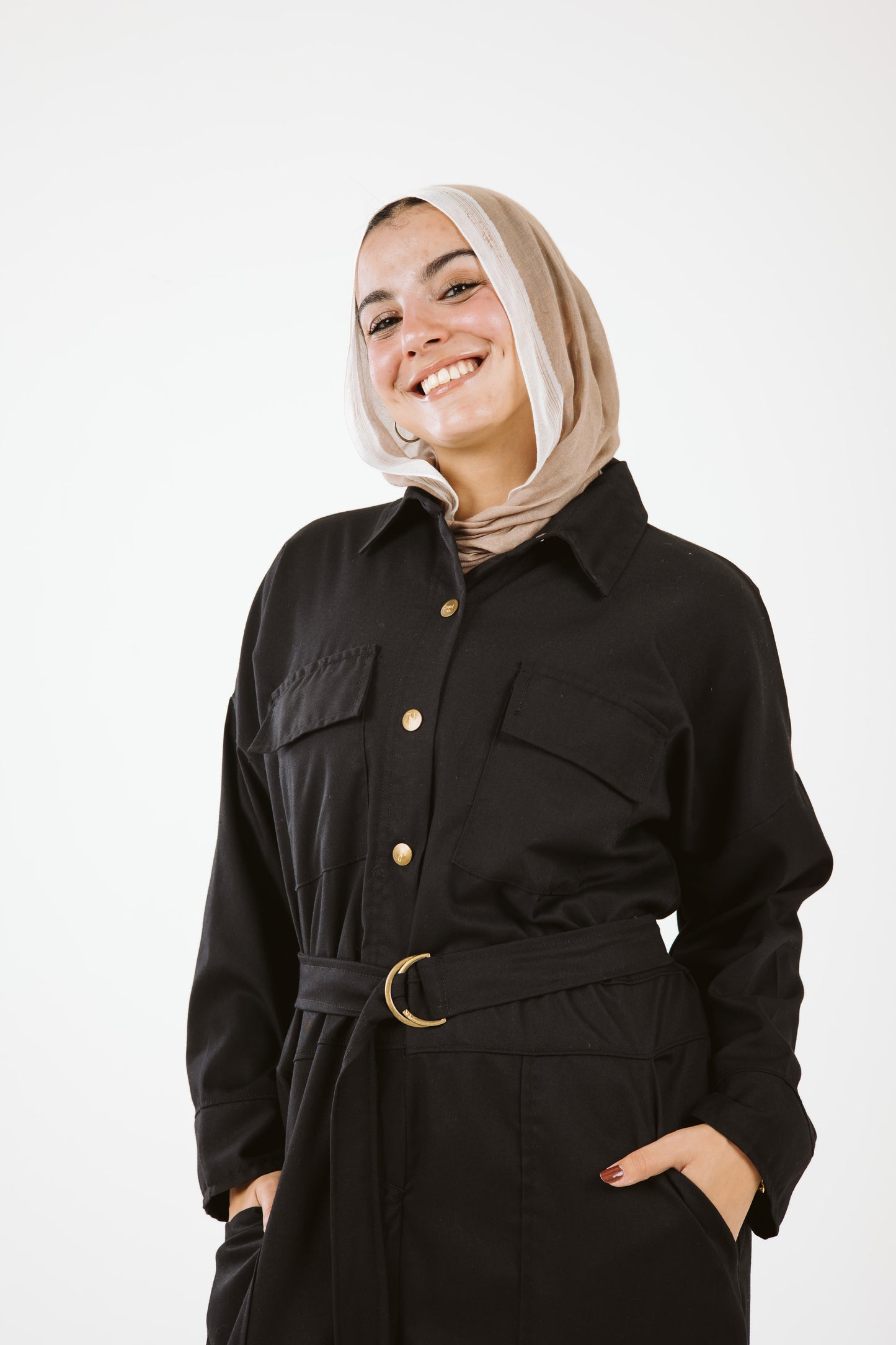 Belt Oversized Jumpsuit in Black