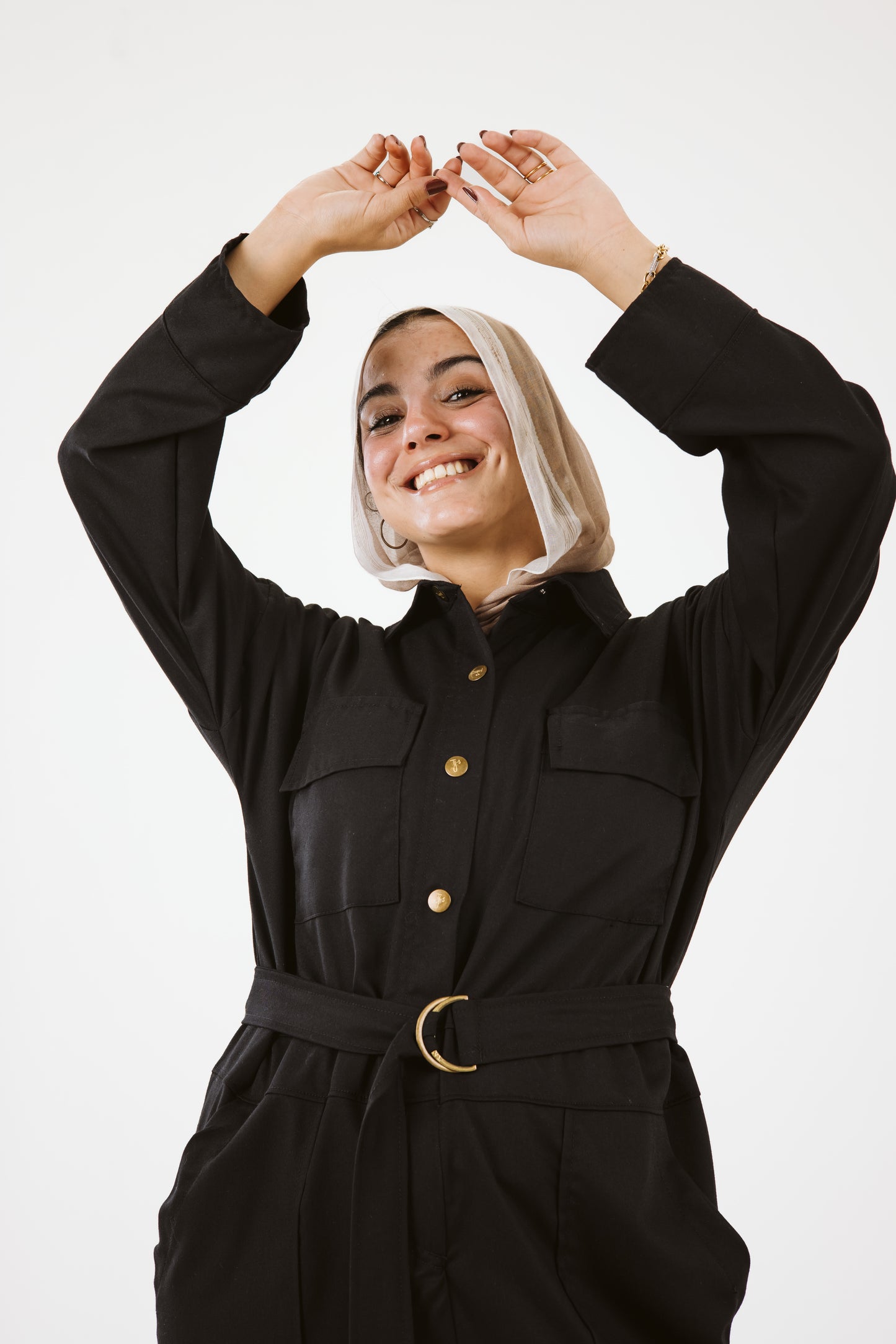 Belt Oversized Jumpsuit in Black