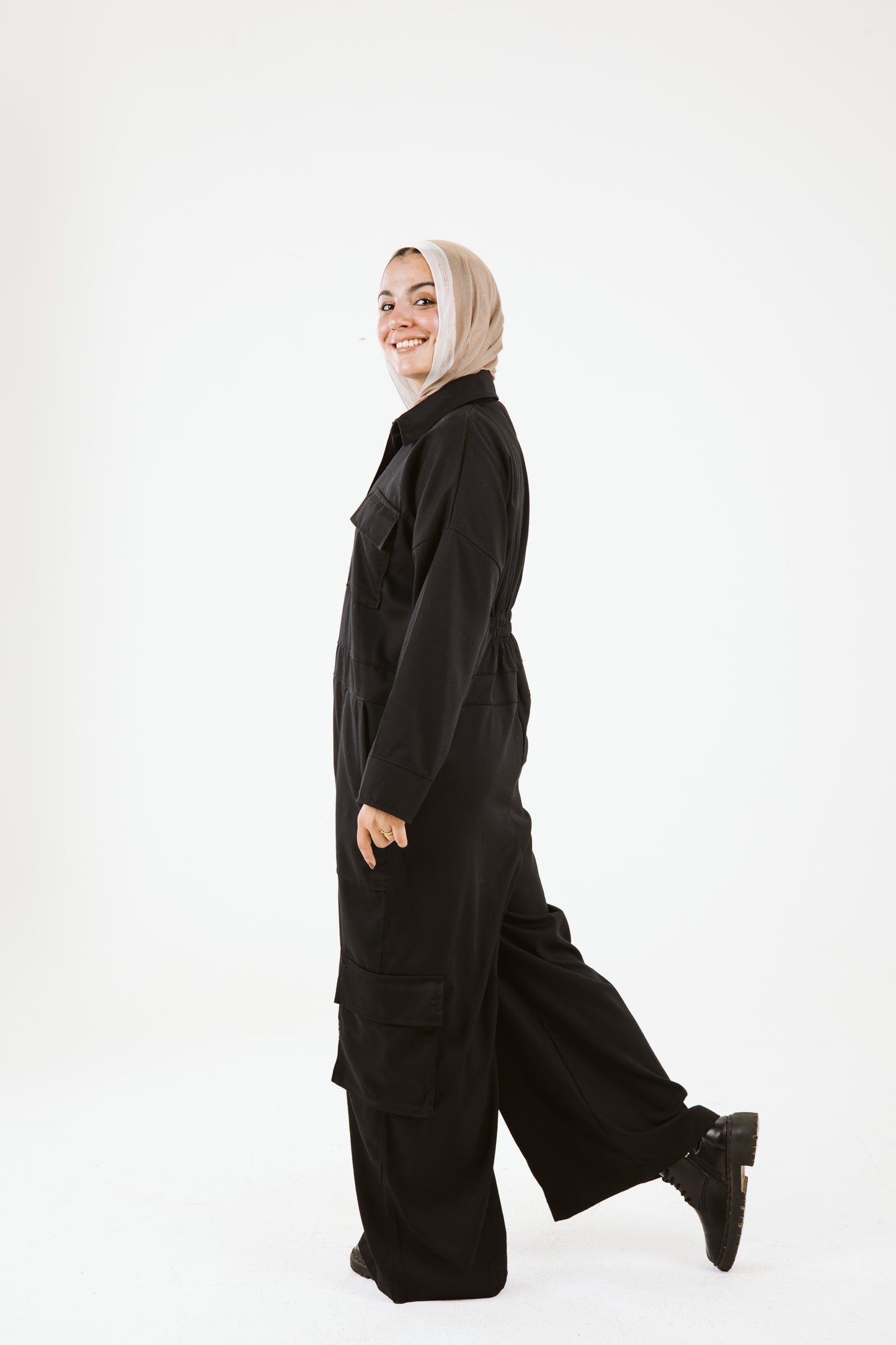 Belt Oversized Jumpsuit in Black