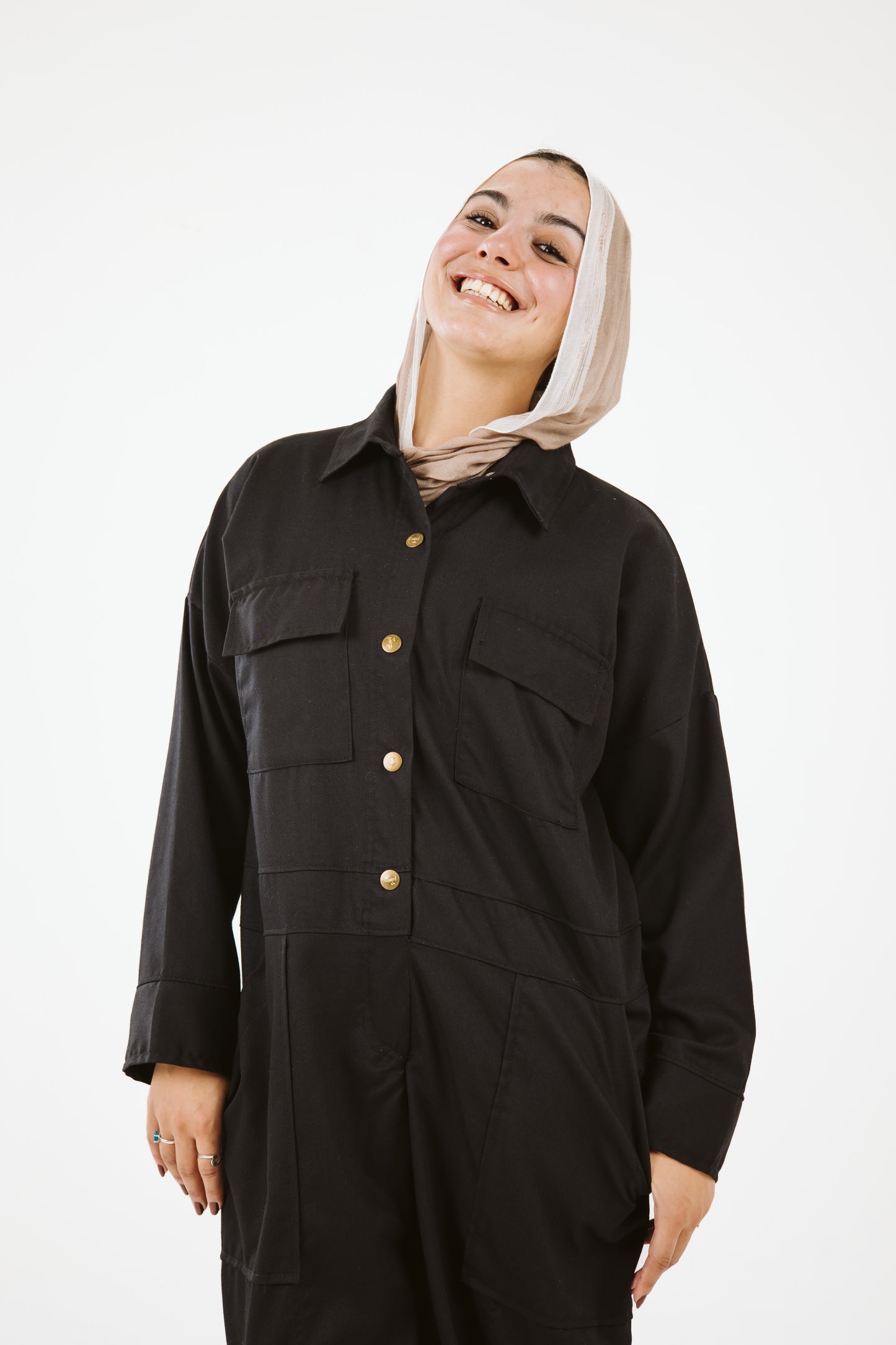 Belt Oversized Jumpsuit in Black