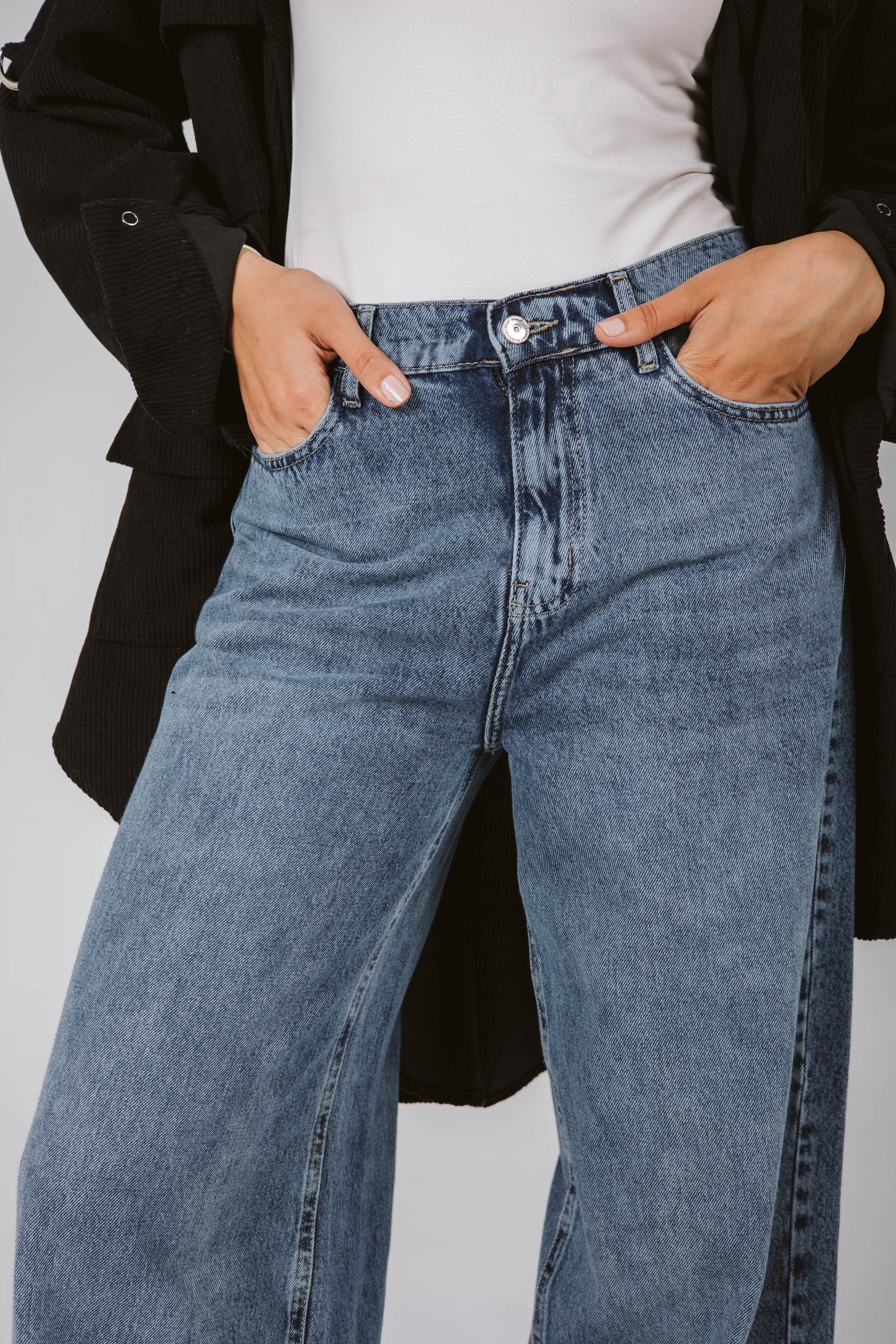 Wide Leg Denim Pants in dark Blue