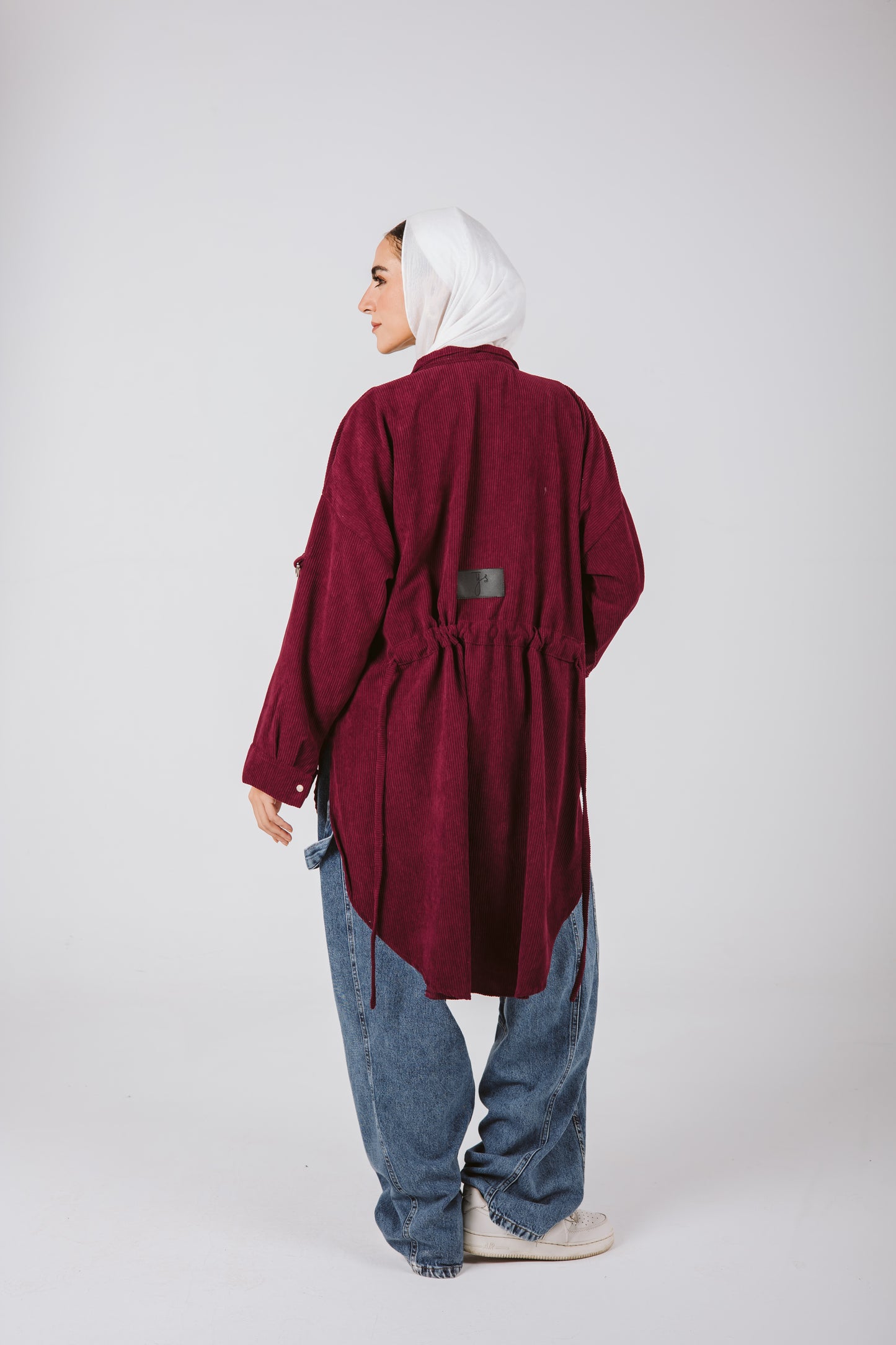 High Low Pockets Shirt in Burgundy