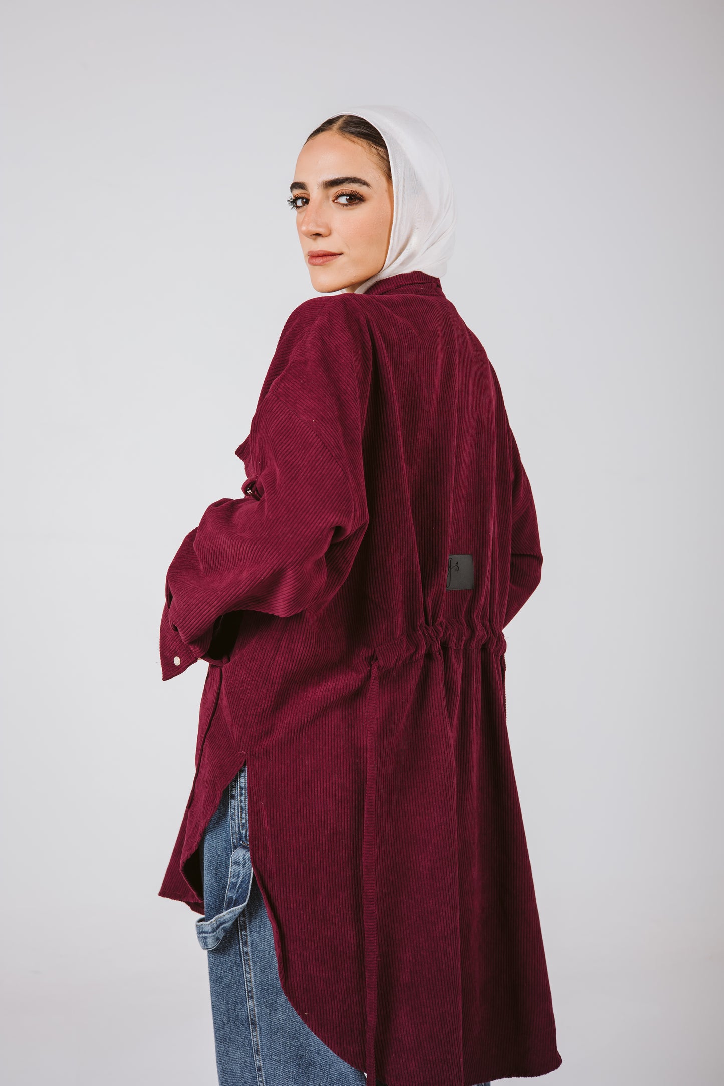 High Low Pockets Shirt in Burgundy