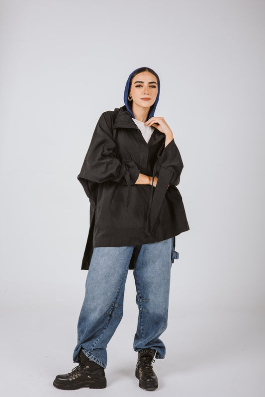 High Low oversized Jacket in Black