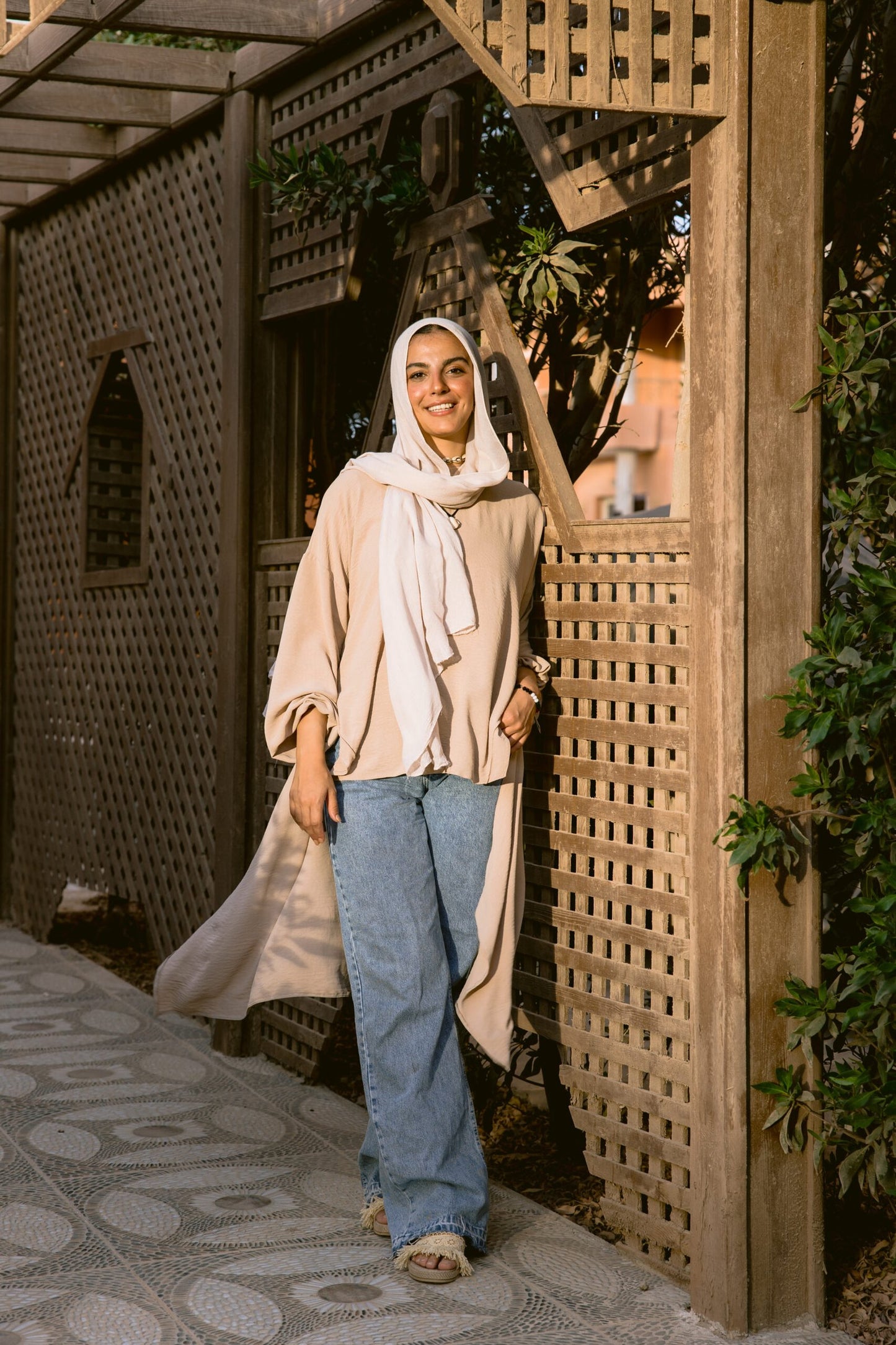 Asymmetrical top in beige