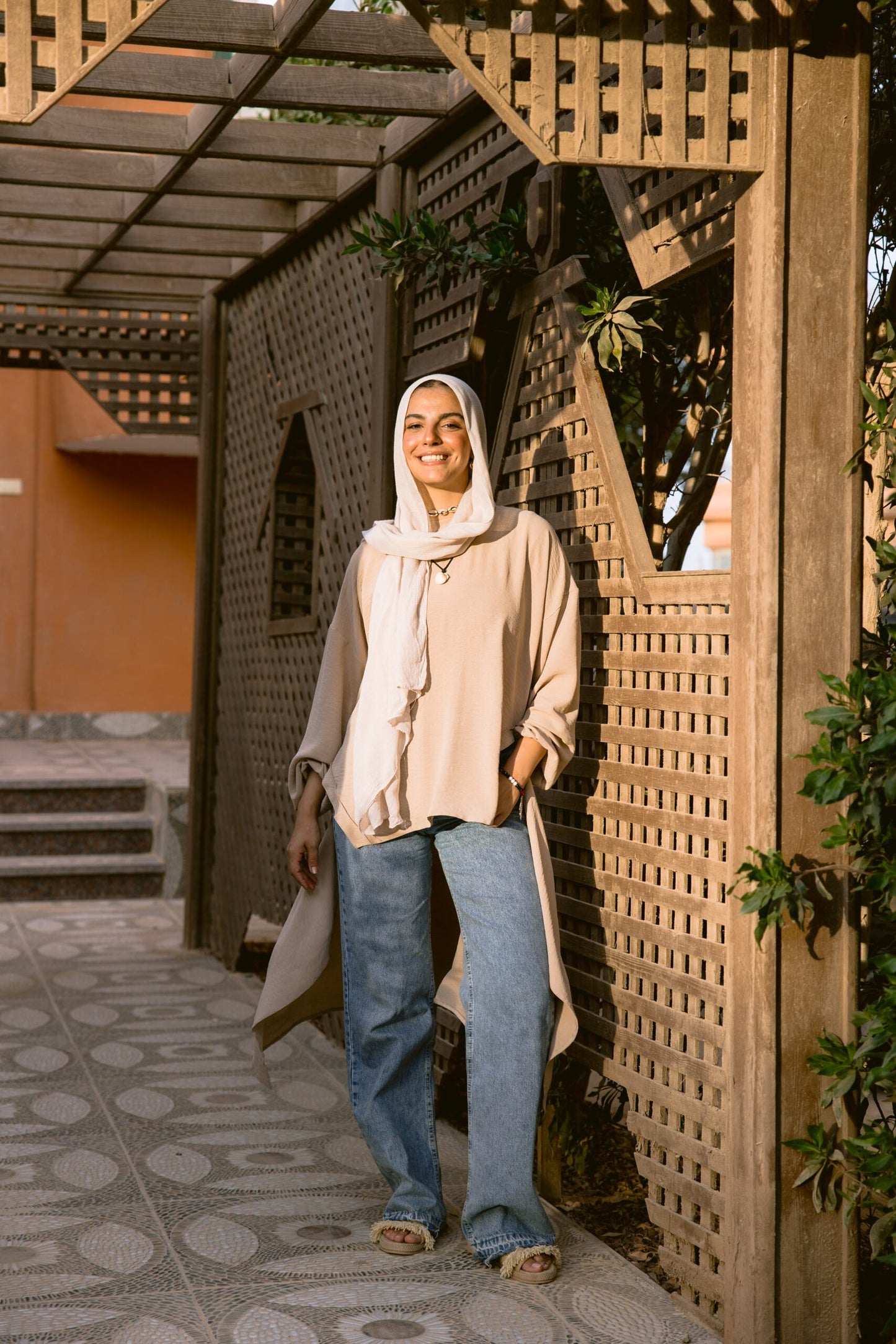 Asymmetrical top in beige