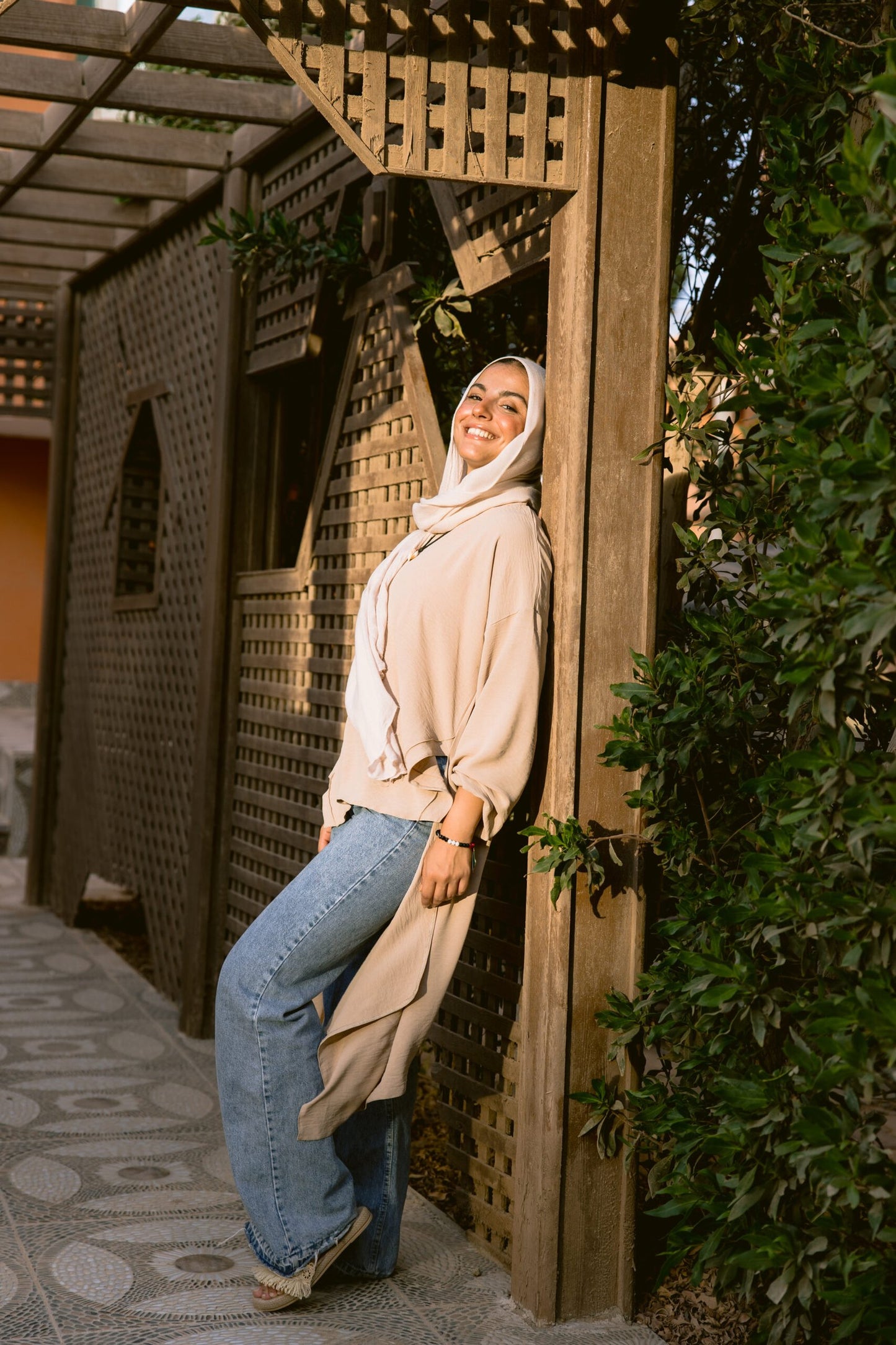 Asymmetrical top in beige