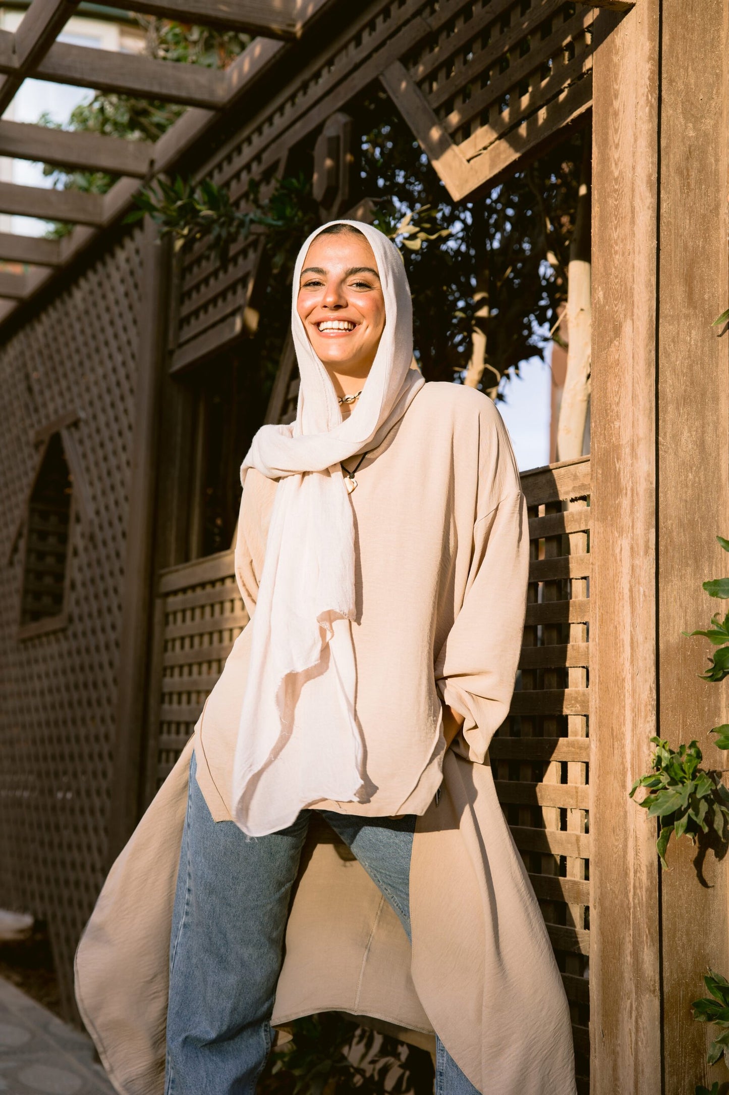 Asymmetrical top in beige