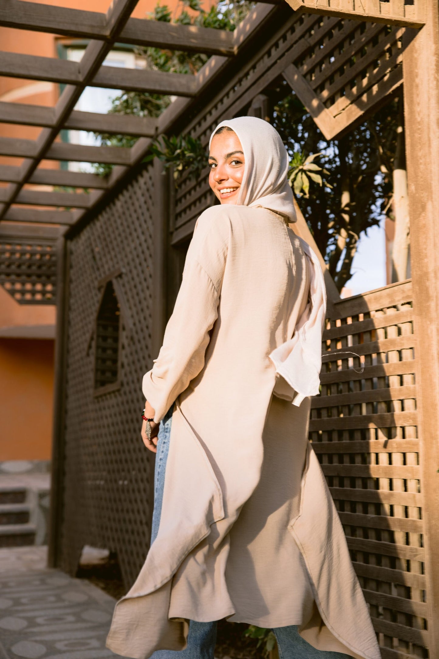 Asymmetrical top in beige