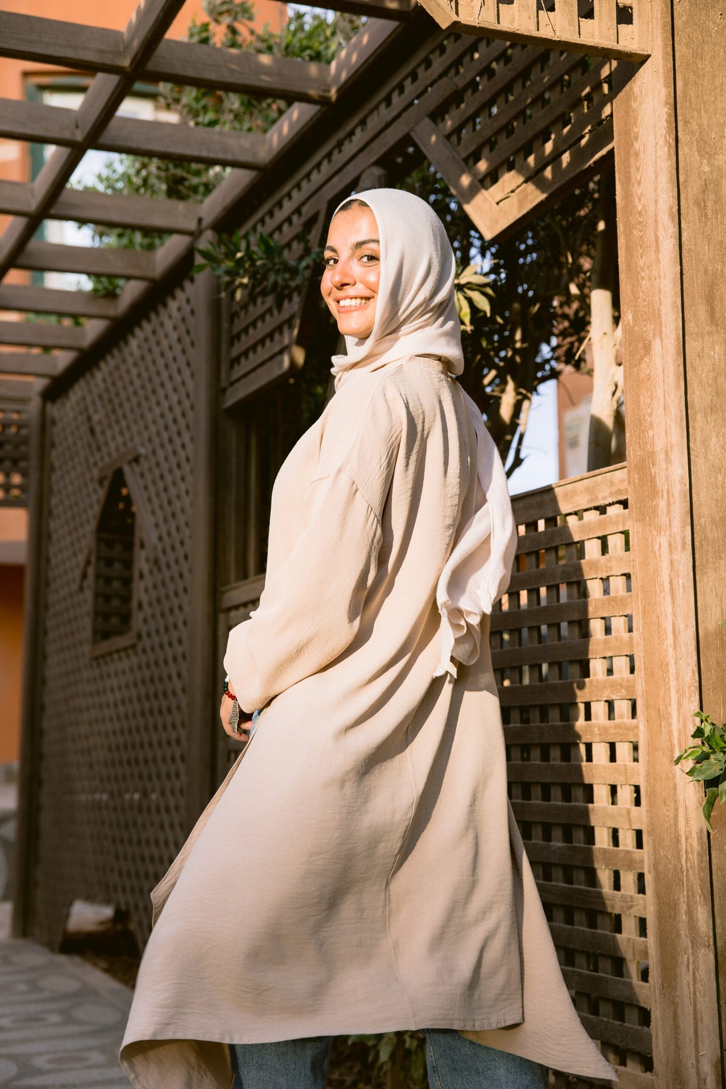 Asymmetrical top in beige