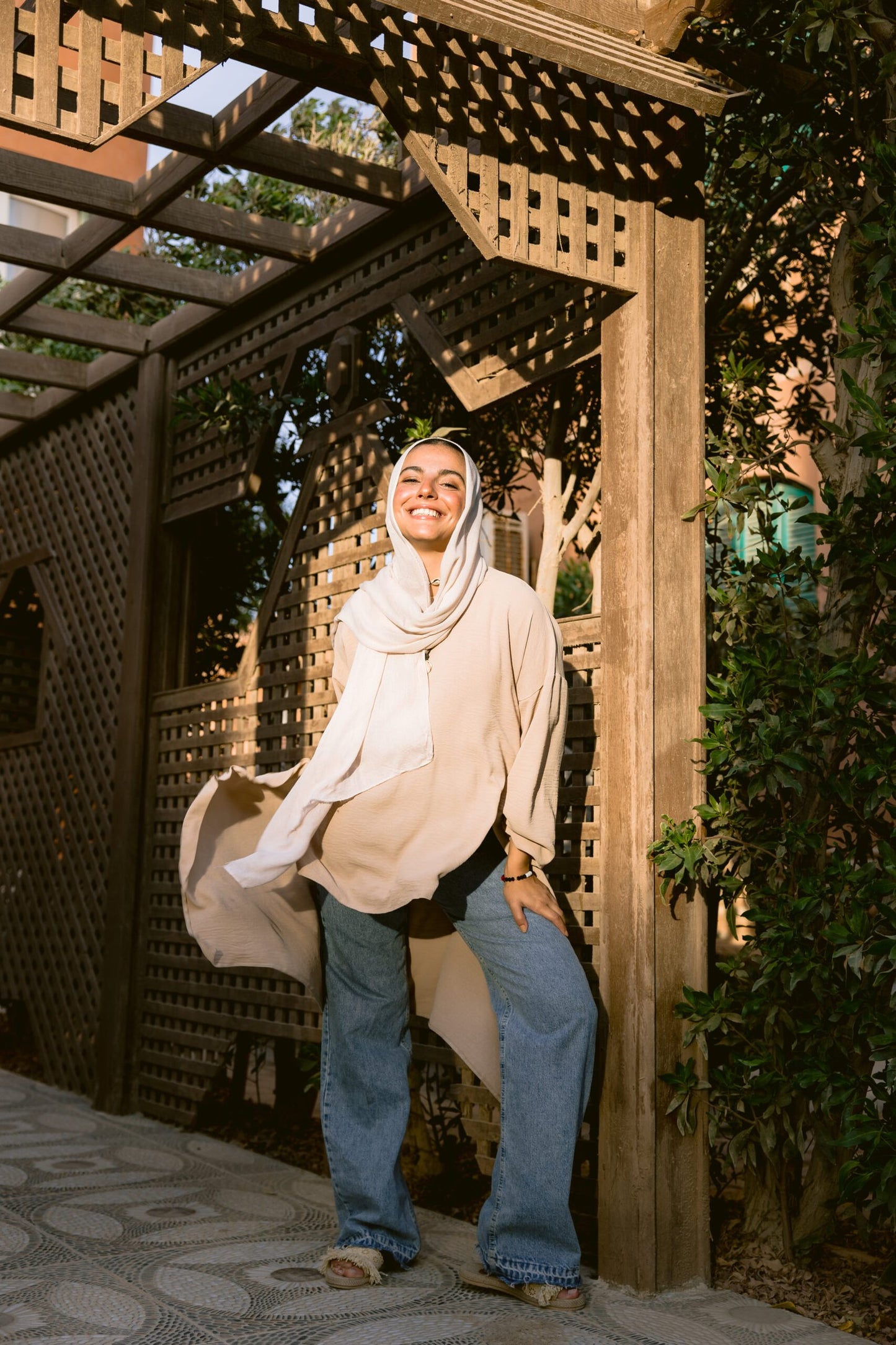 Asymmetrical top in beige