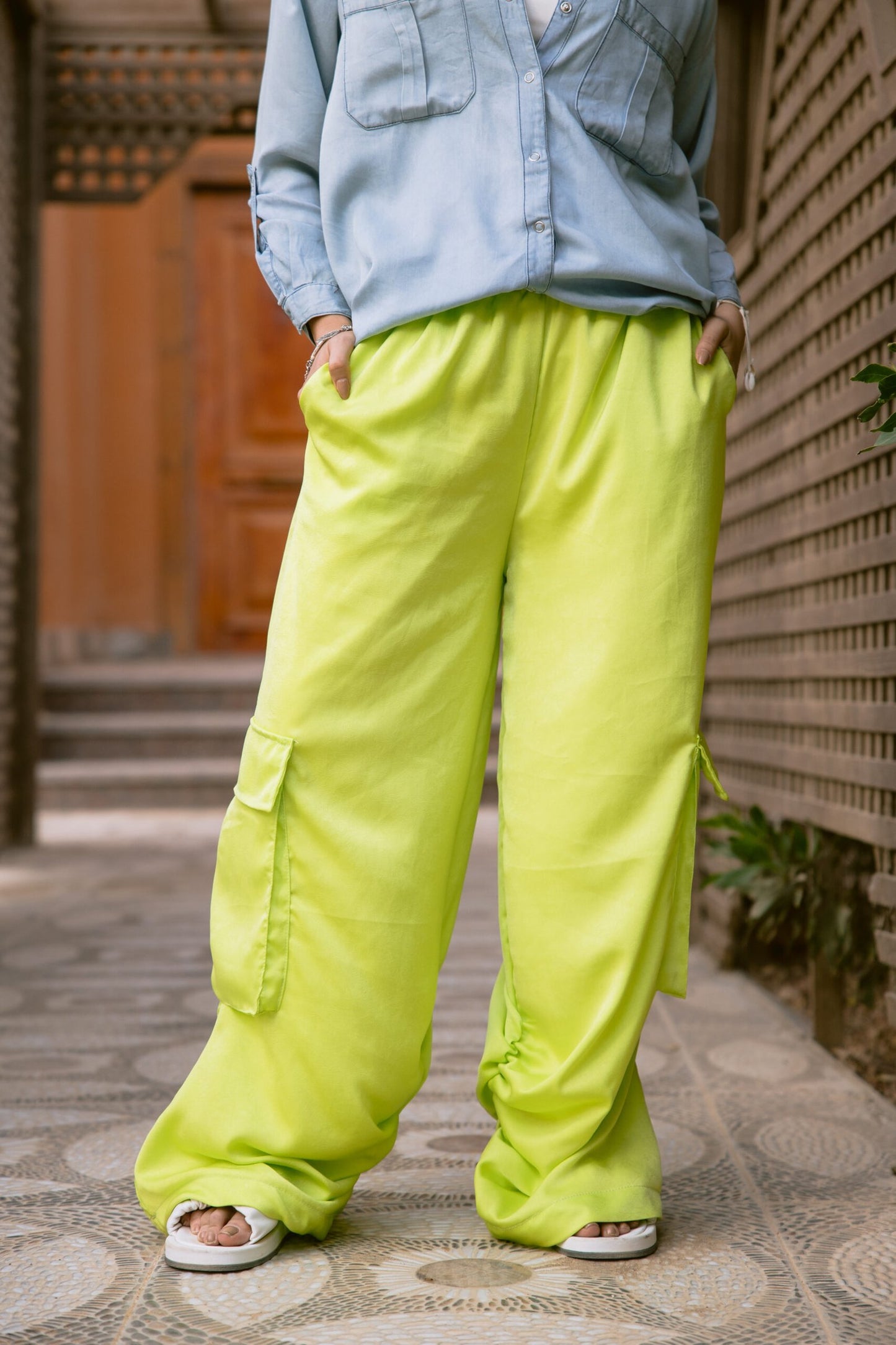 Cargo pants in Lime