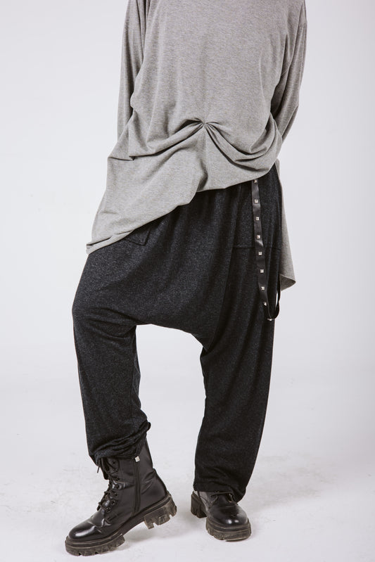 Belt Harem Pants in Black