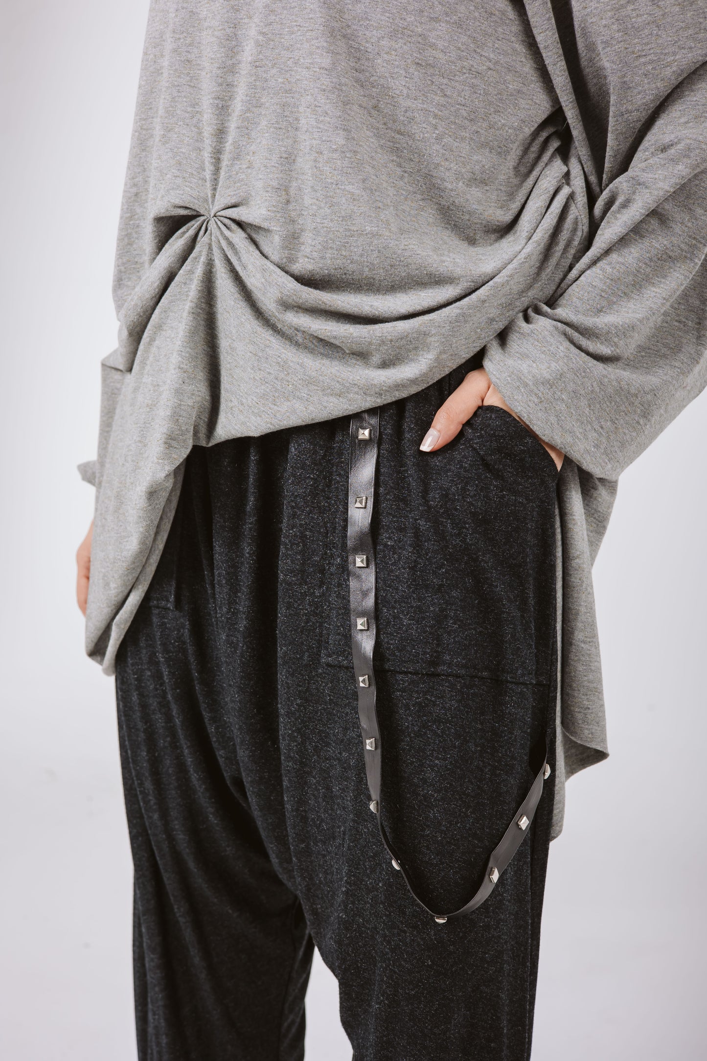 Belt Harem Pants in Black