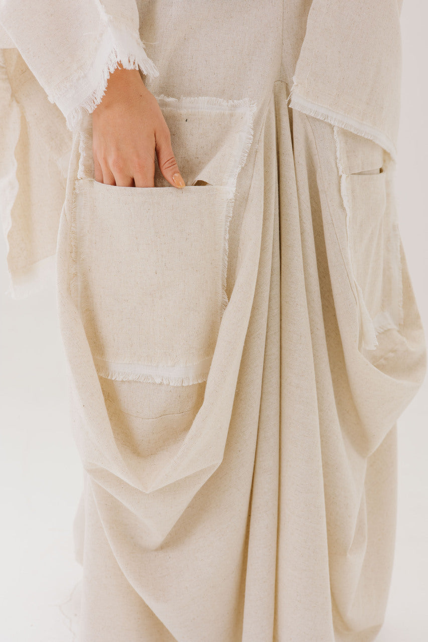 Asymmetrical Linen Pocket Skirt