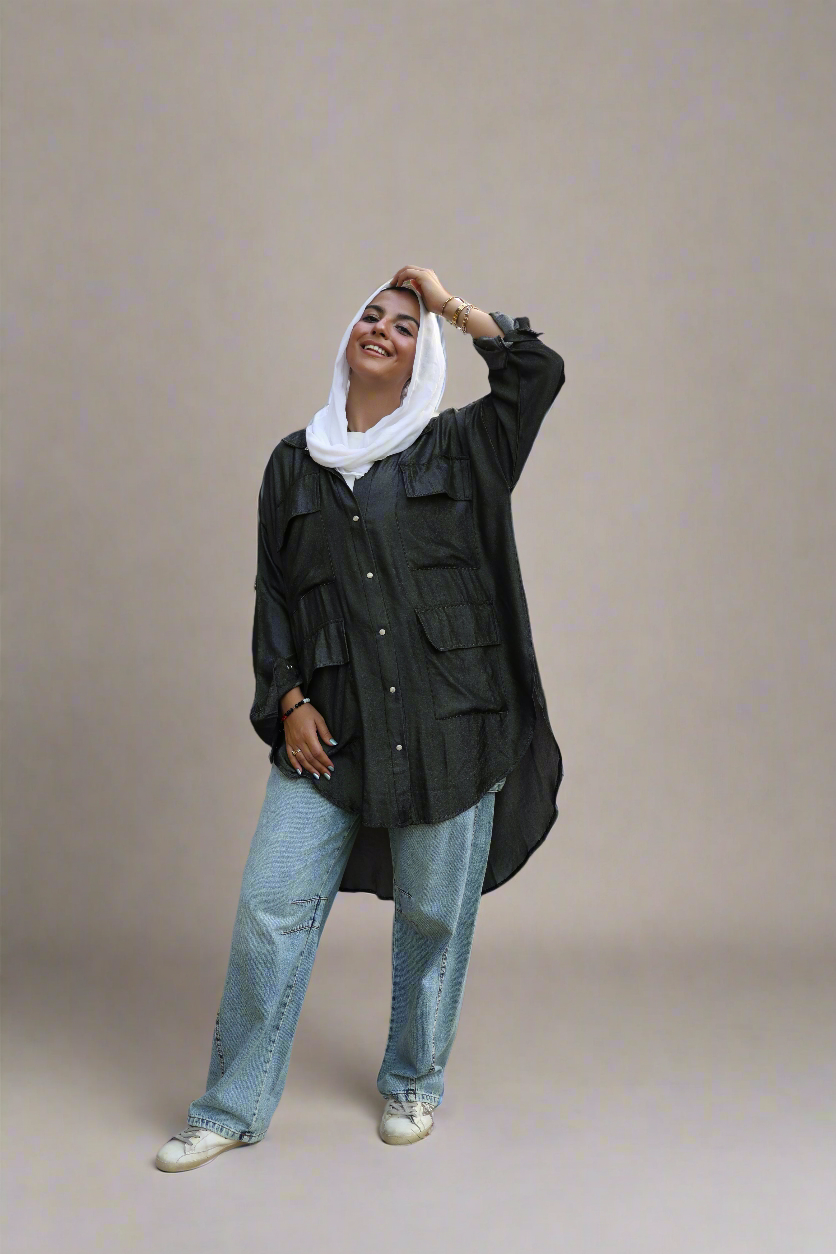 Pockets Shirt in Washed Black