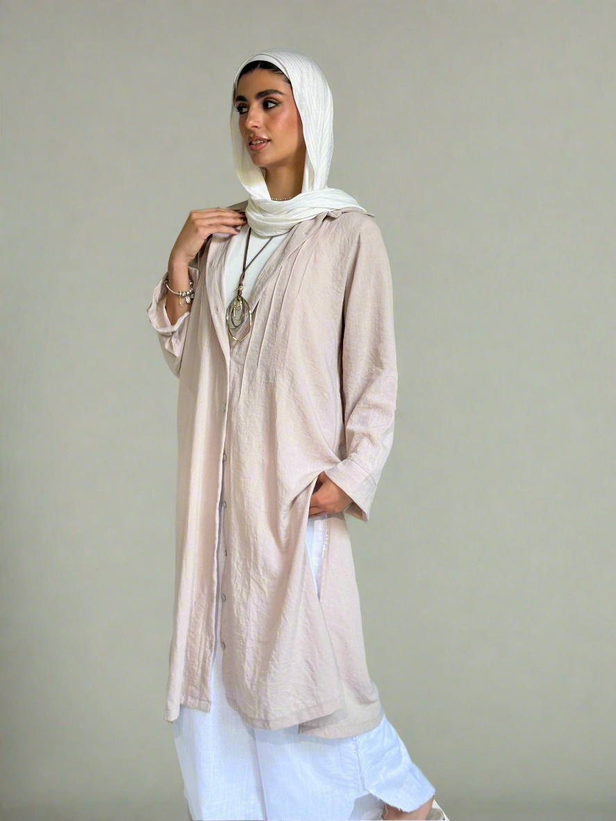 Long Linen Shirt in light Beige