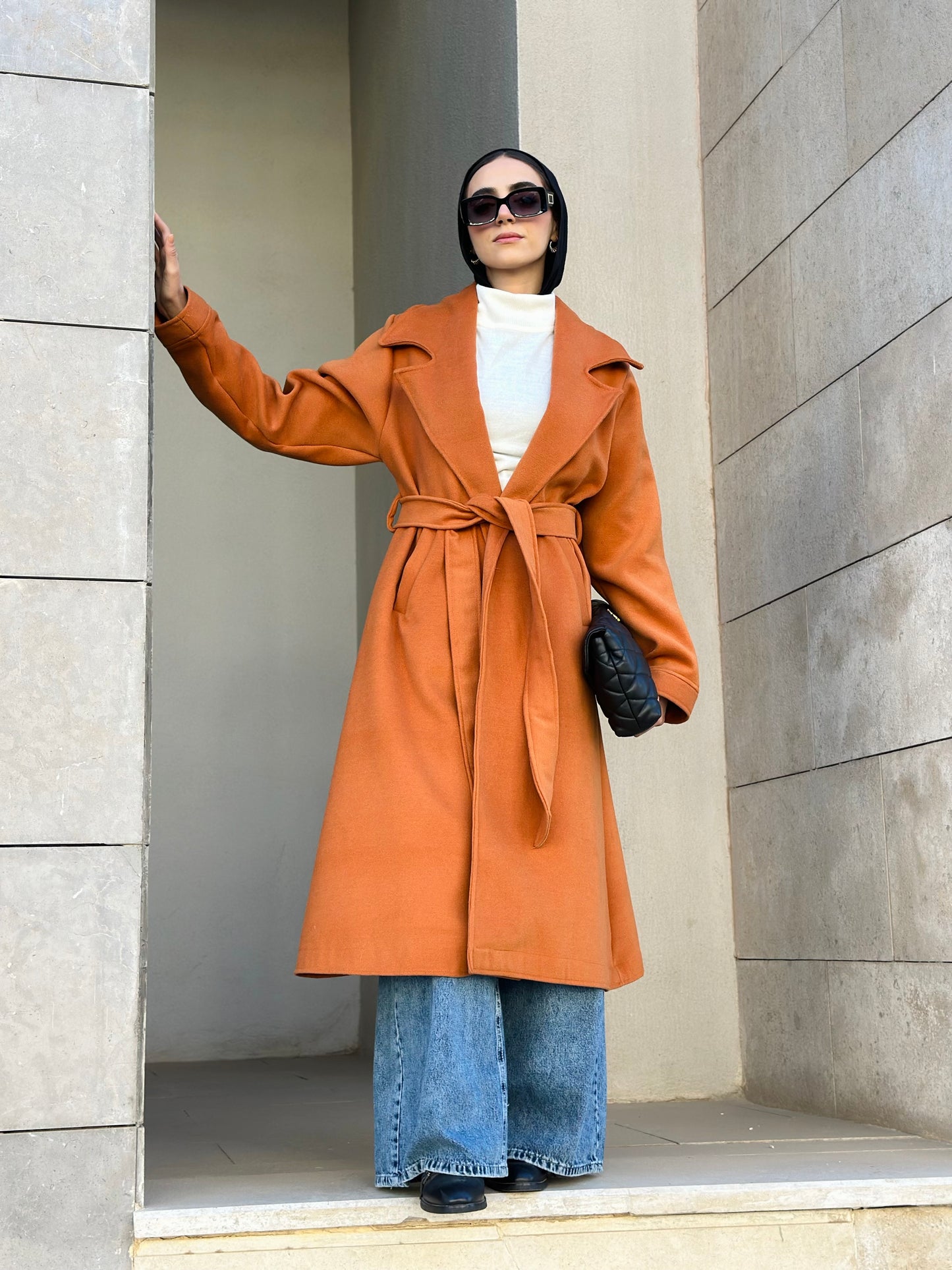 Woolen Trench Coat in Brick