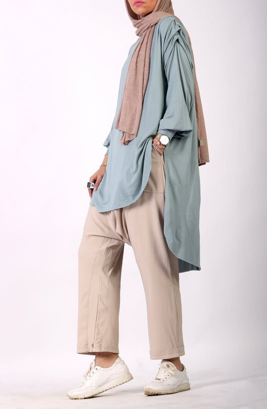 High Low Draped Sleeves Top in Mint