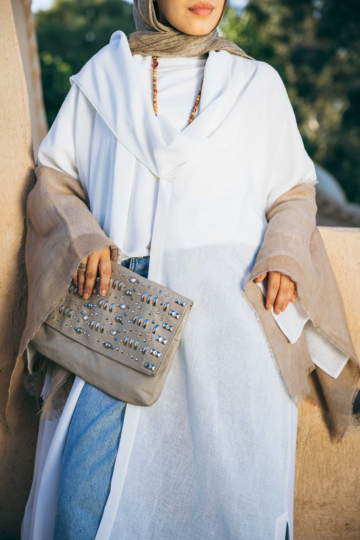 Sabeya Linen Kaftan in White